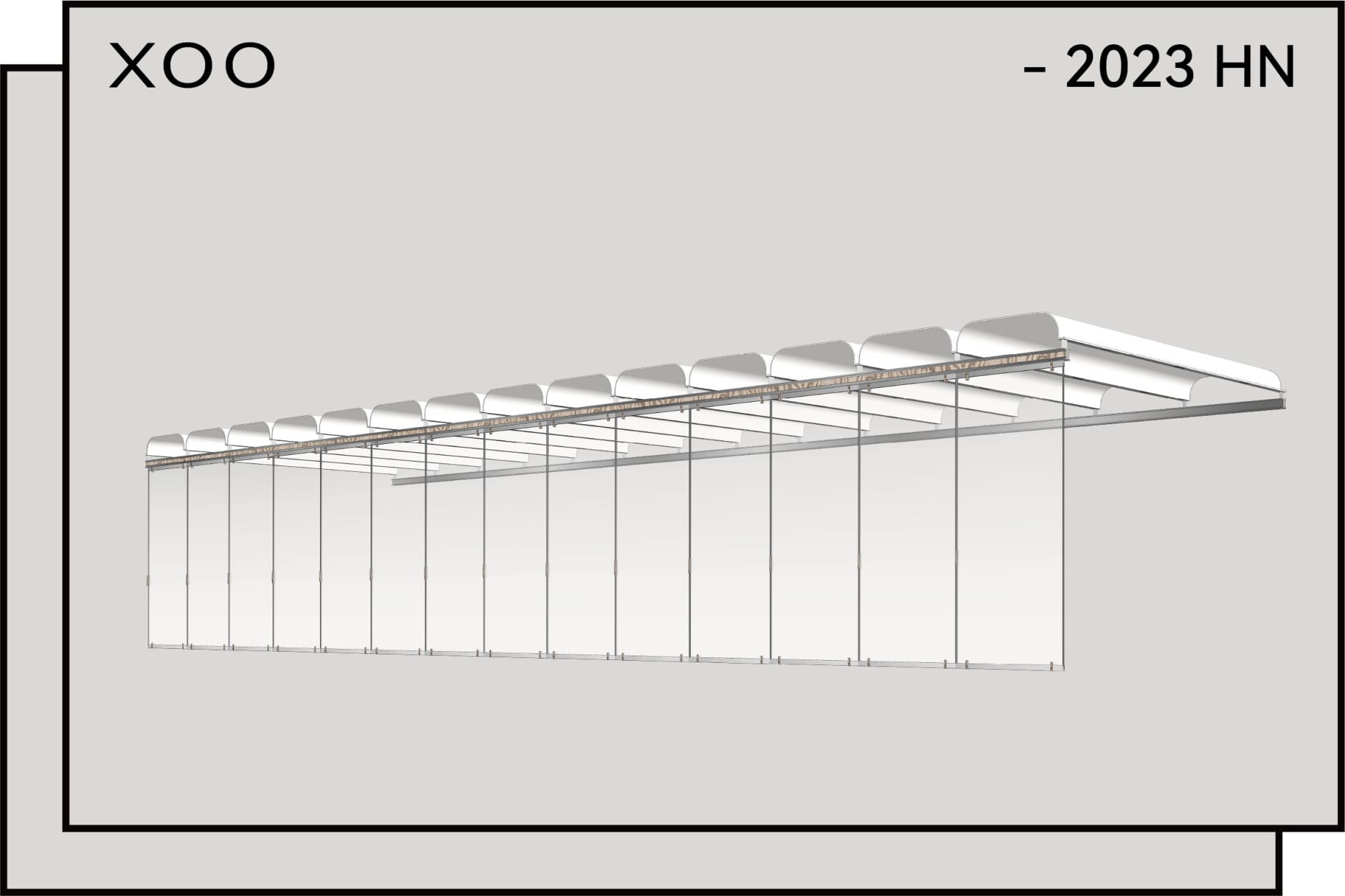 Modern office building with a metal and glass canopy structure.
