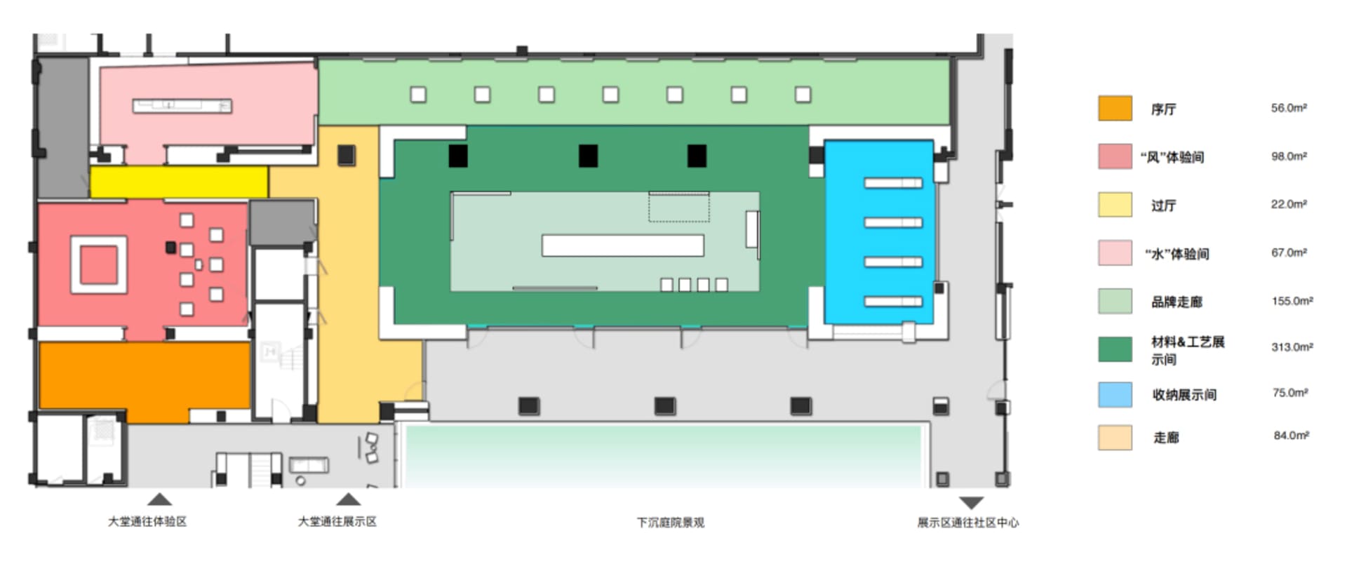 室內空間平面圖,展示各種設計元素與區域配置。