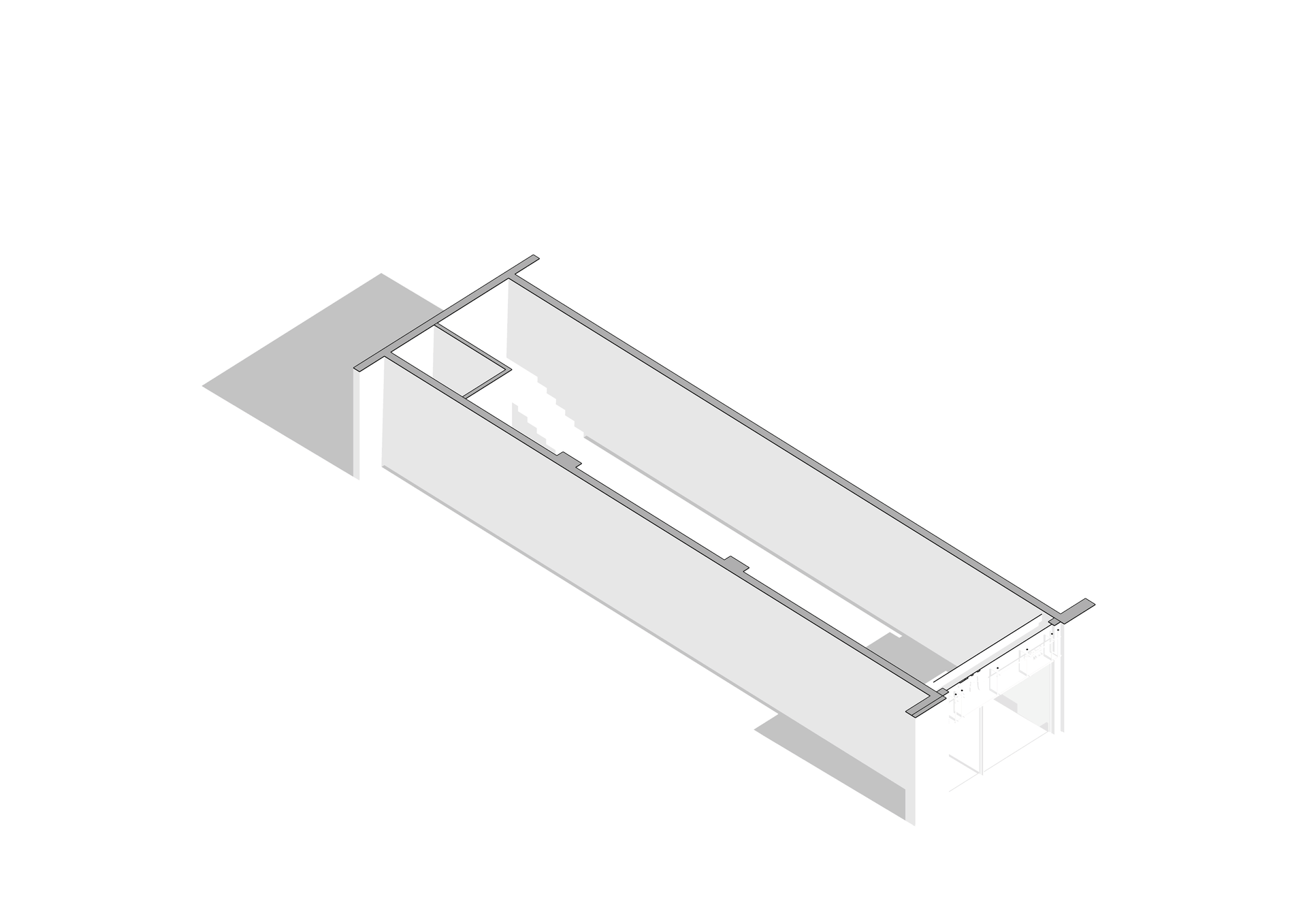 A modern architectural floor plan featuring a concrete structure.