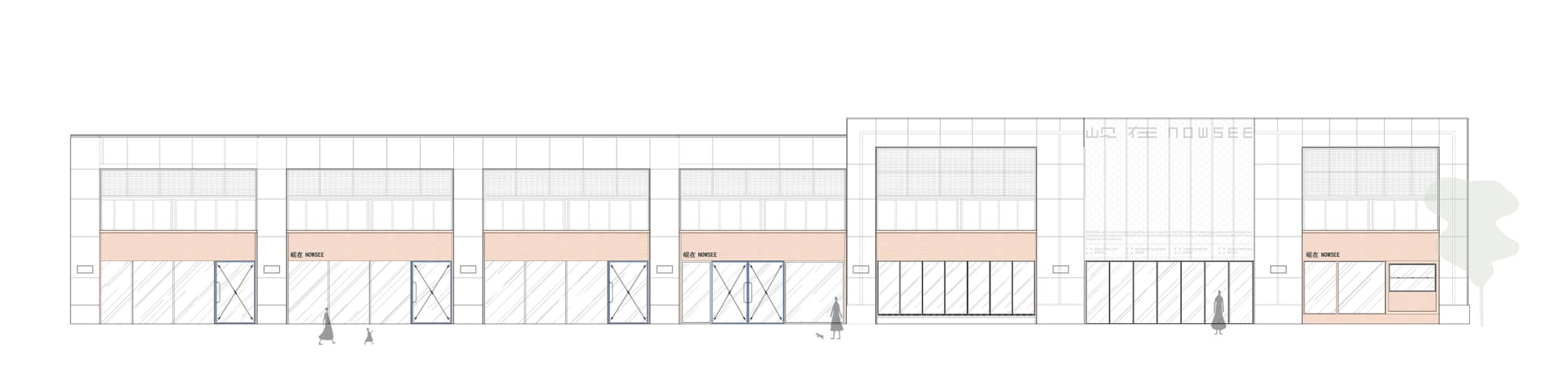 Modern retail storefronts made of glass with minimalistic design.