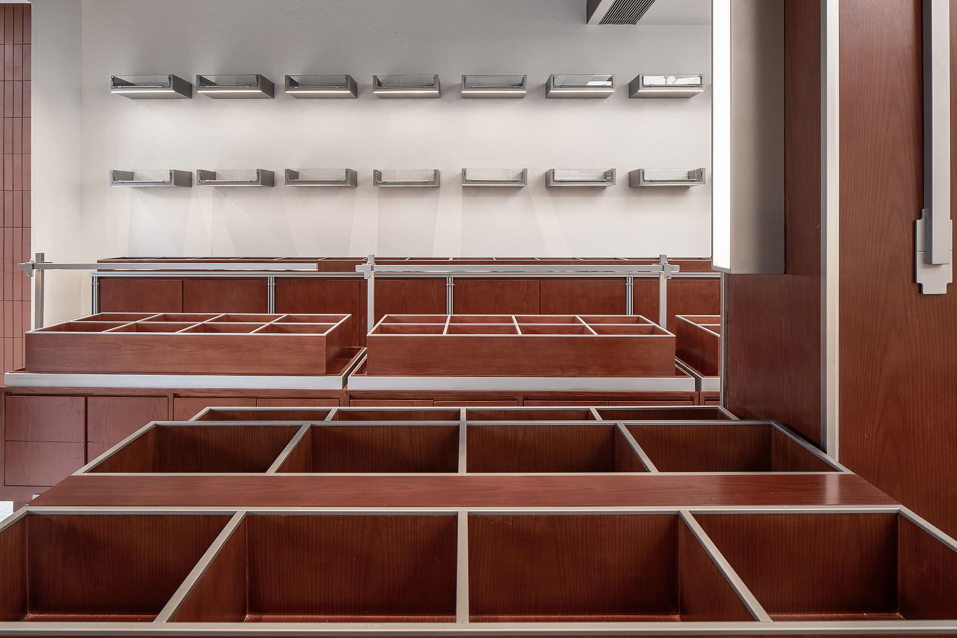 An image showcasing modern paneled office walls with a clean and minimalist design.