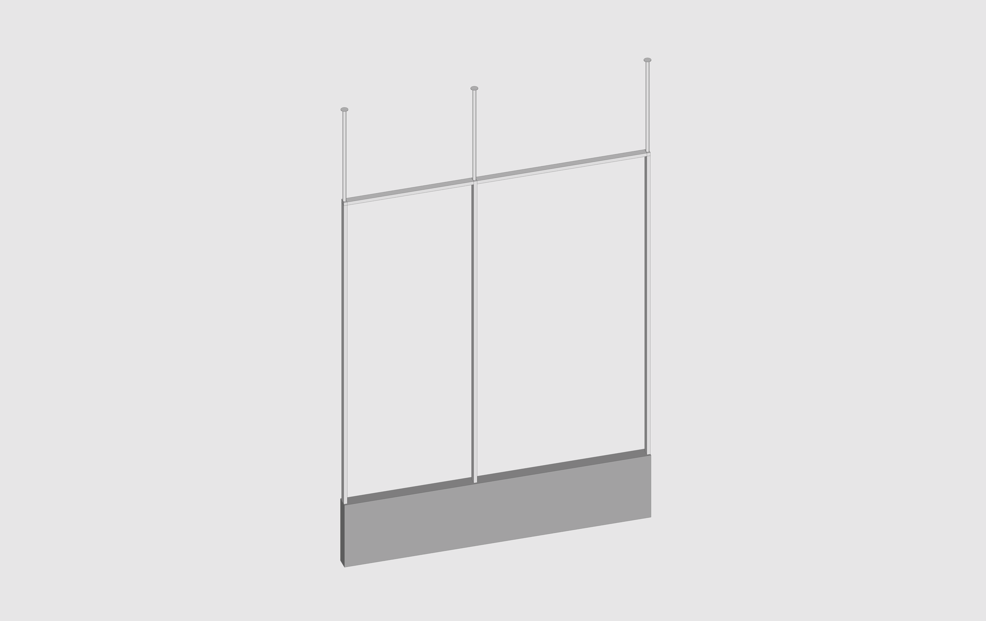 A metal clothing rack with two levels of hanging space, supported by a solid base and two vertical supports.