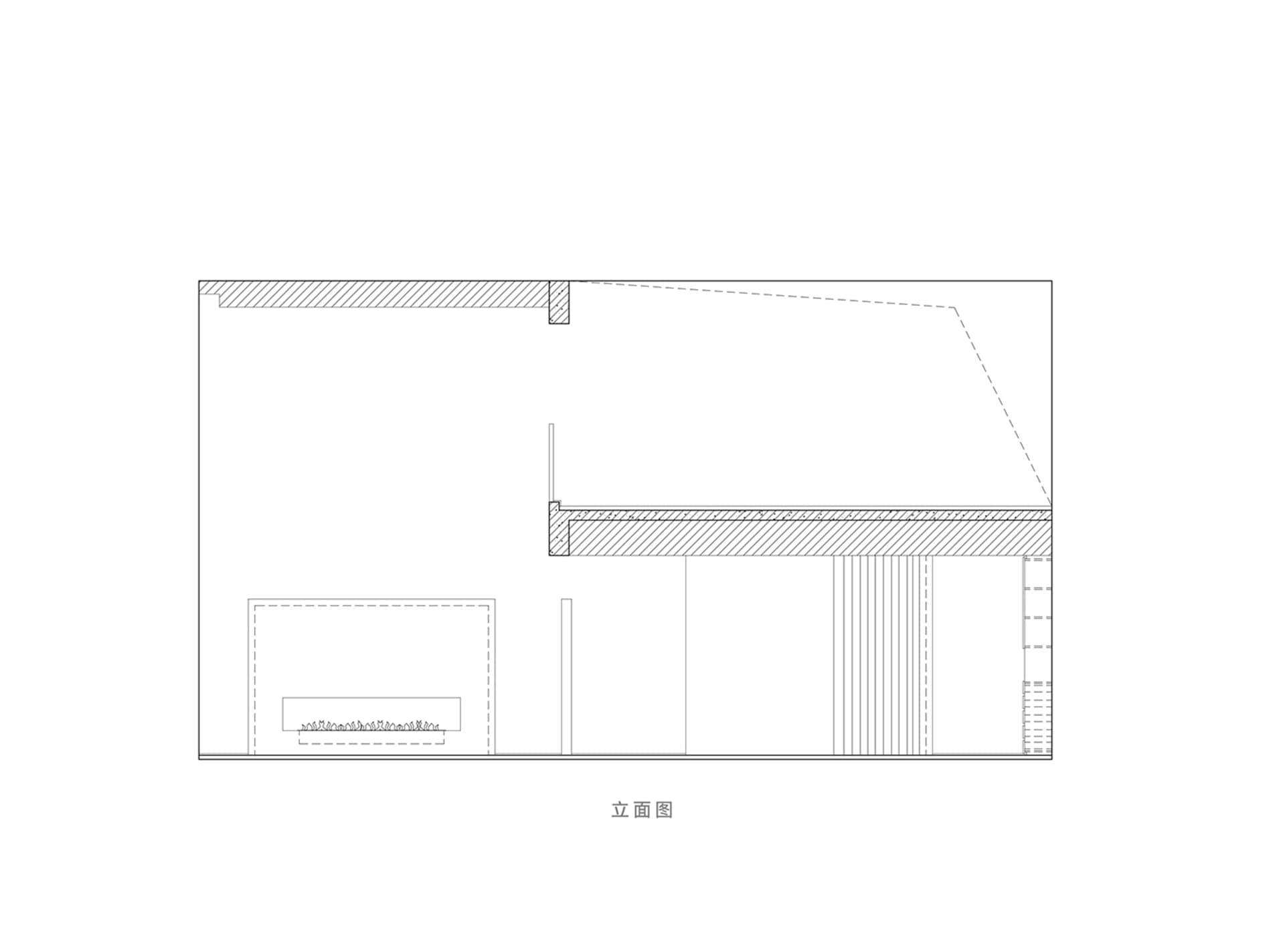 A line drawing depicting a modern interior architectural plan.