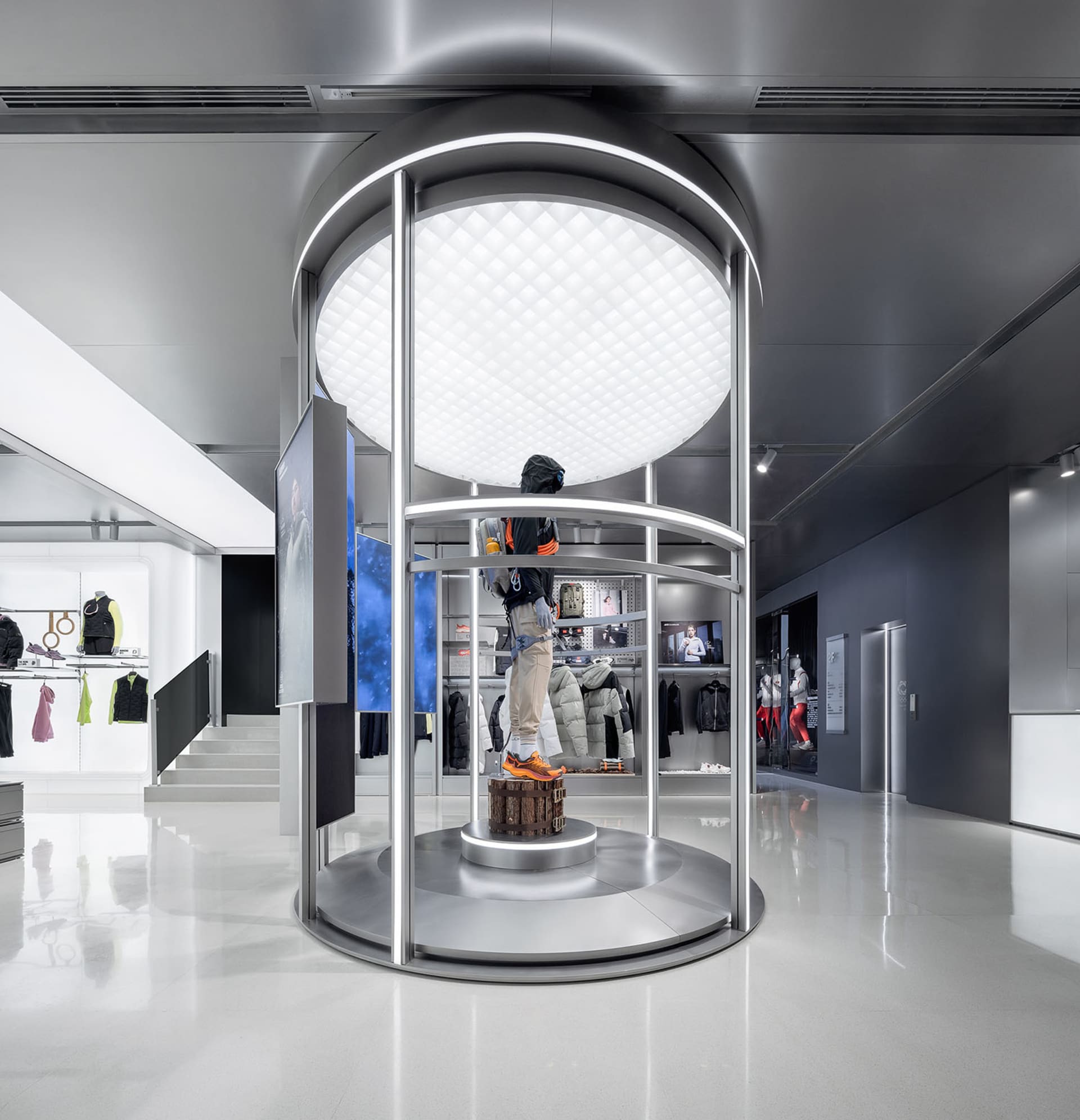 Modern retail space with a metal and glass design.