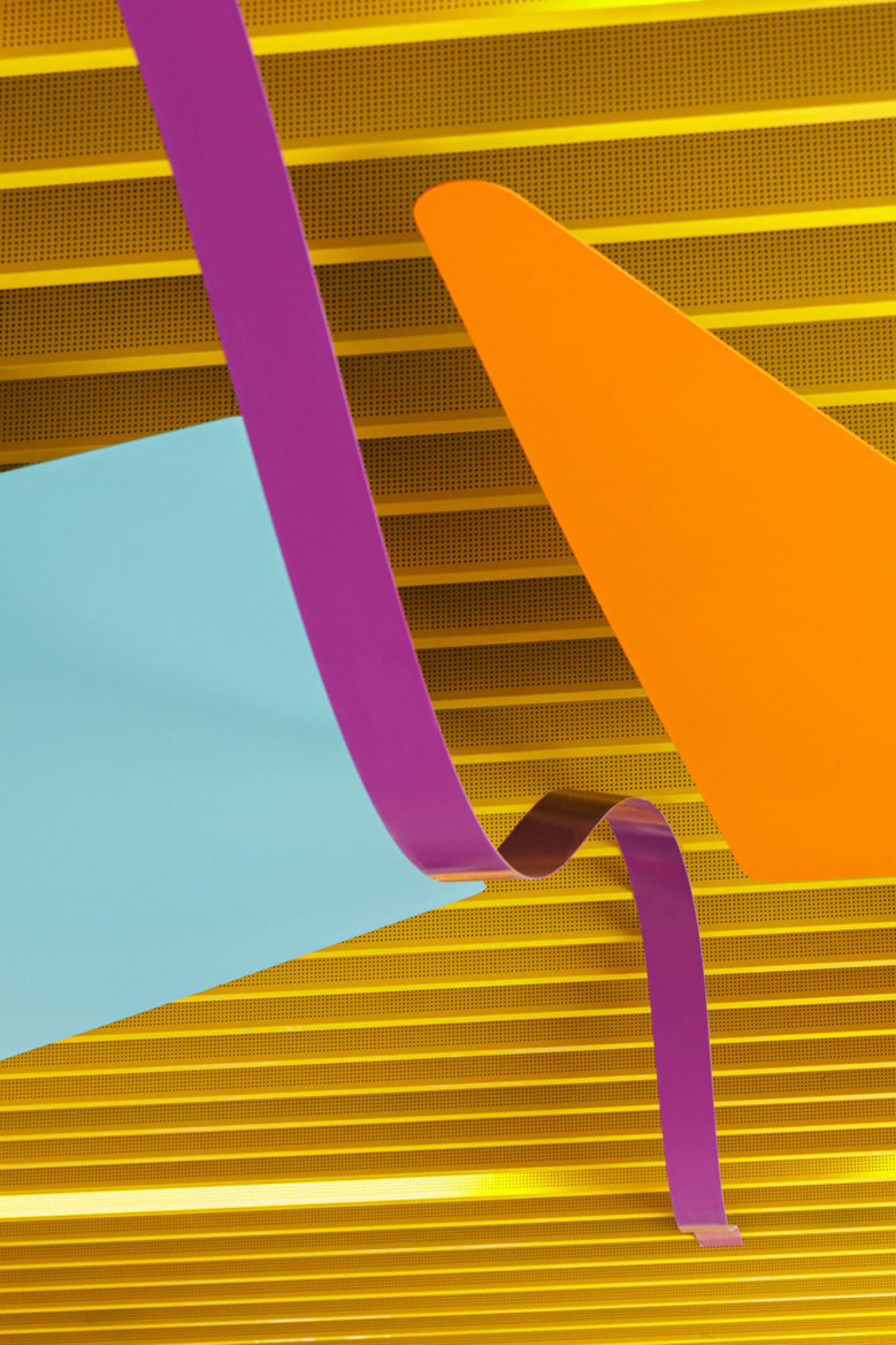 Abstract artwork featuring a bold, modern design using metallic foil material.