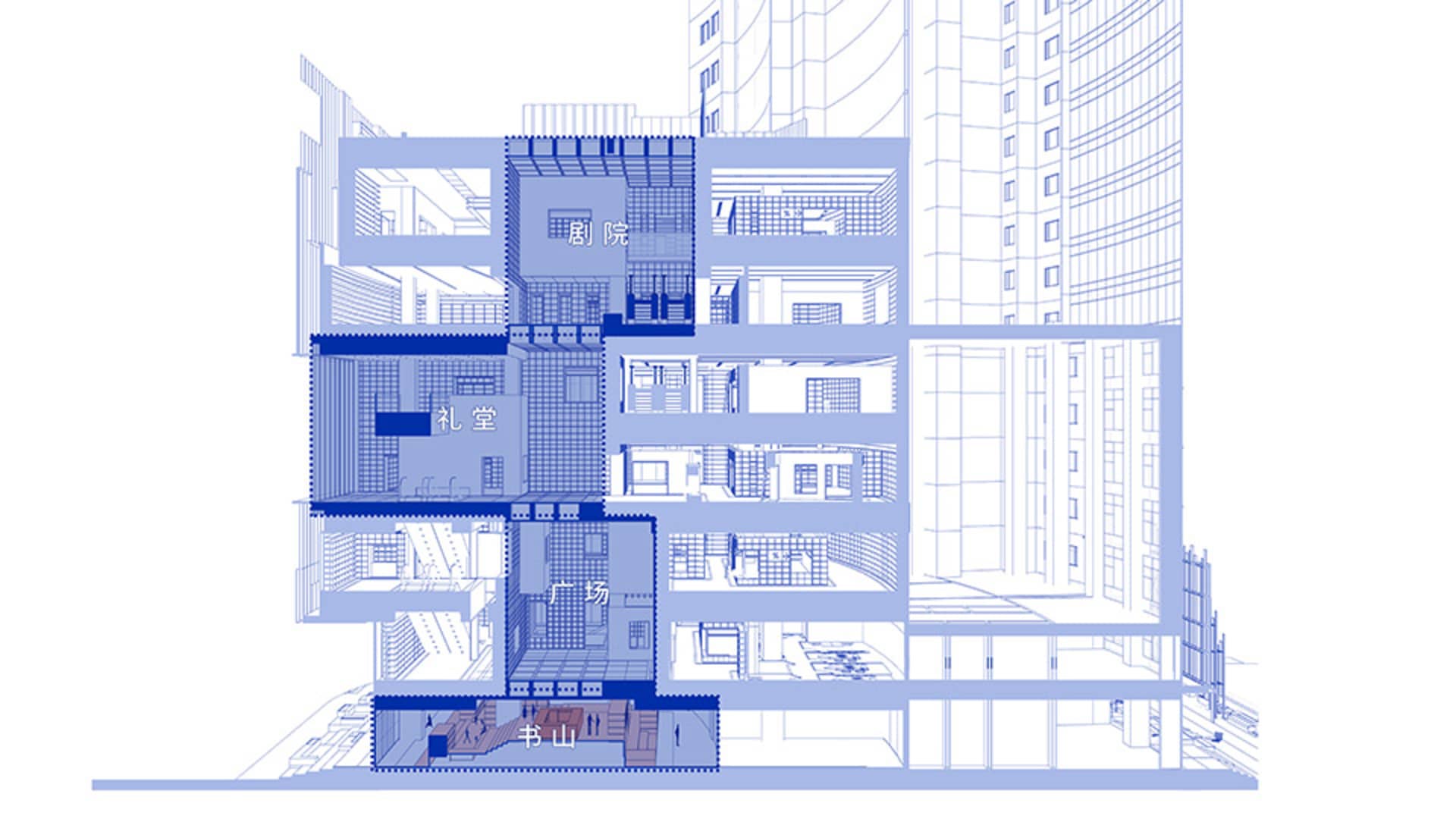 Modern building interior blueprint showcasing architectural design