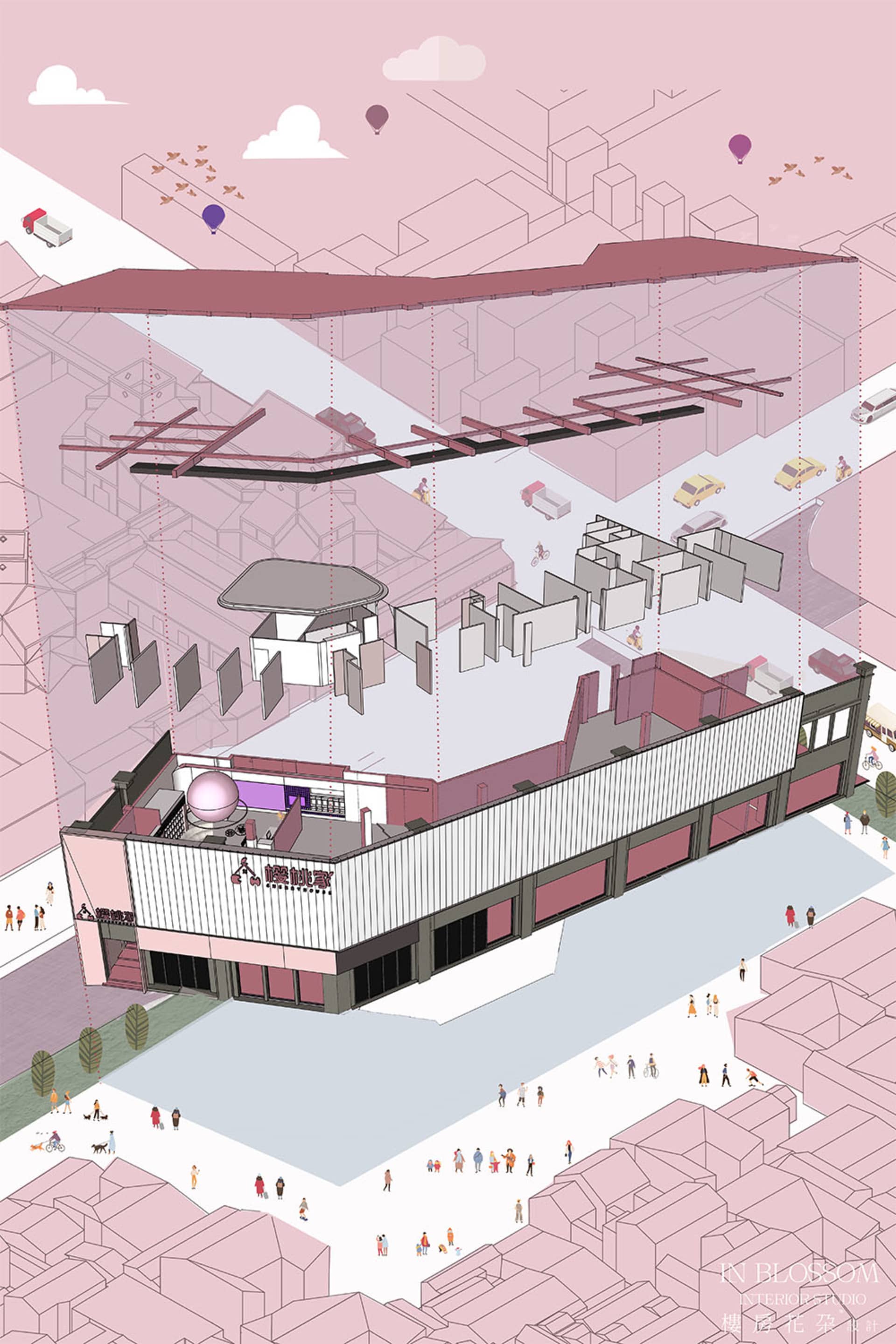 一張以空間與光線為焦點的現代室內設計3D建築渲染圖。