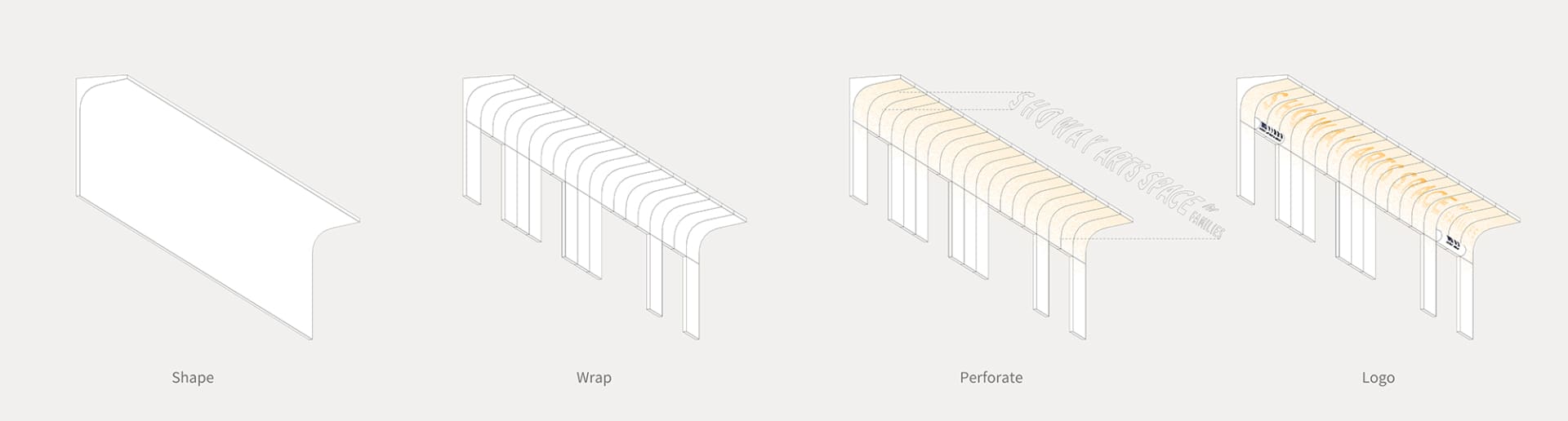 A step-by-step drawing process for architectural rendering using paper and pencil