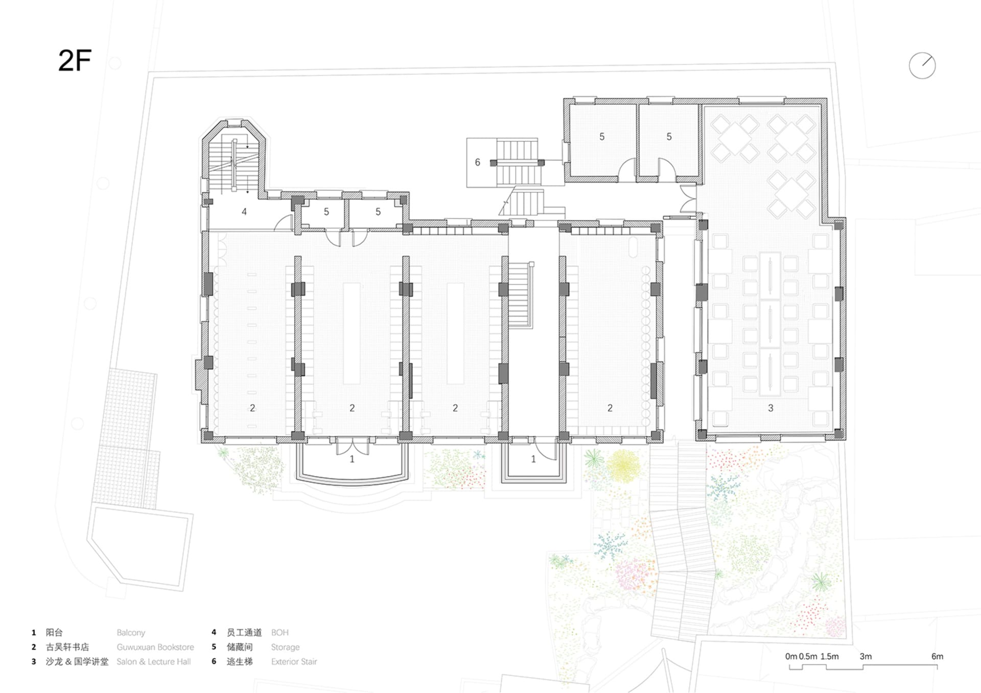 Floor plan of a modern office designed with concrete materials