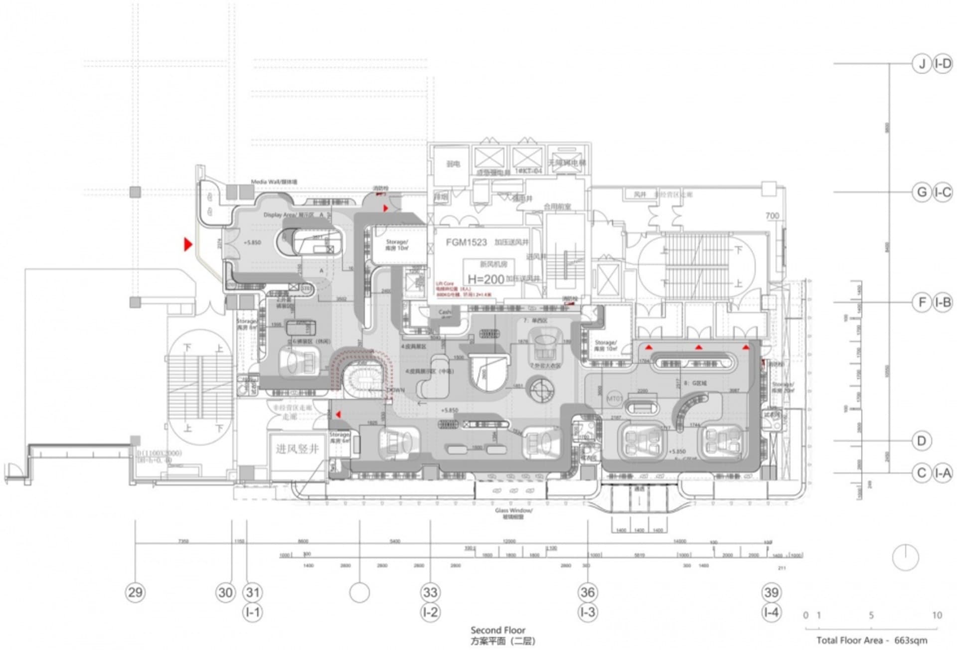 一張二樓的2D渲染建築平面圖,顯示各種房間與空間配置。