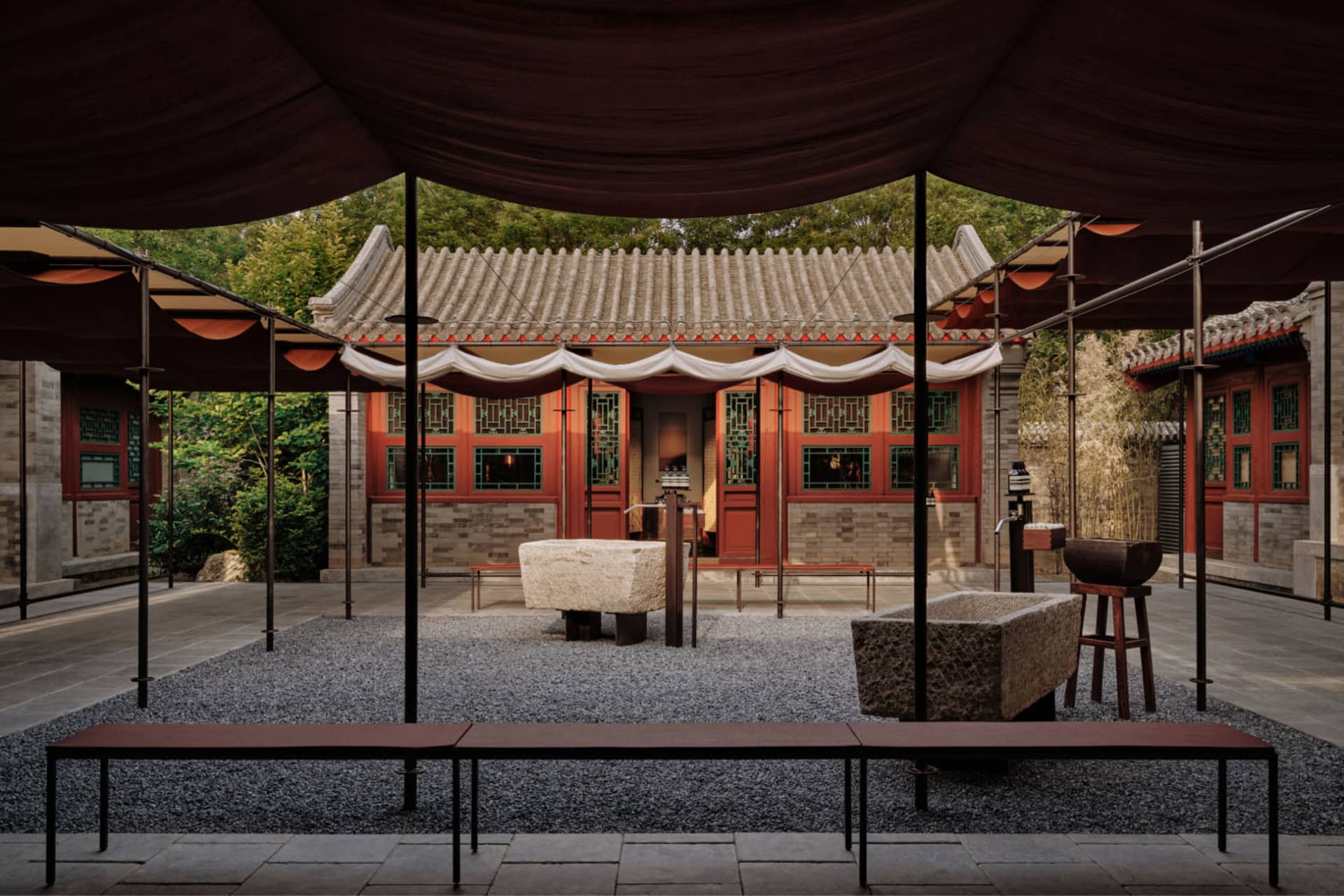 Traditional Chinese residential architecture featuring traditional building materials and design elements.