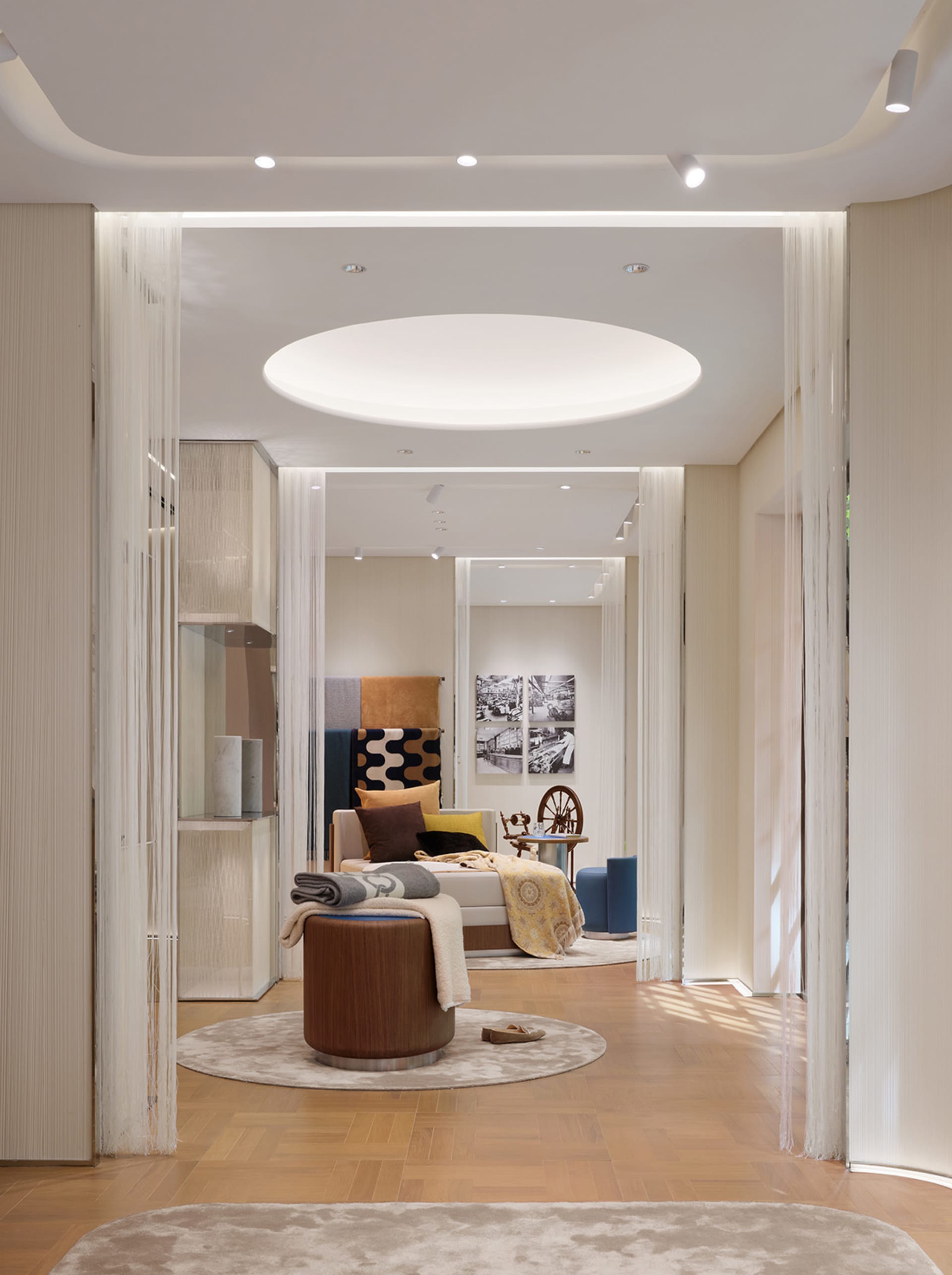 Modern retail space with concrete flooring and modern fixtures.