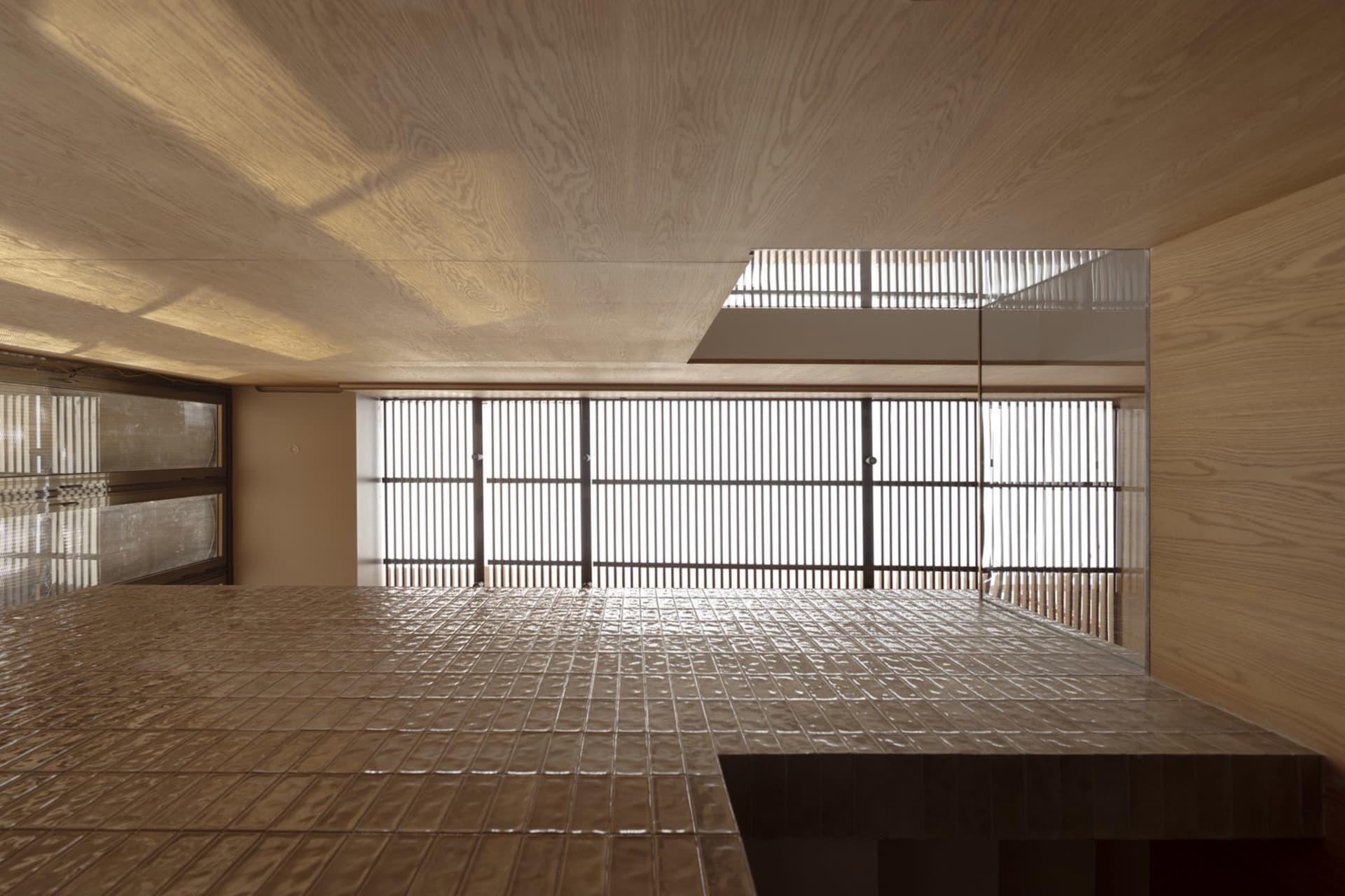 Interior design featuring modern architecture with wooden flooring material.