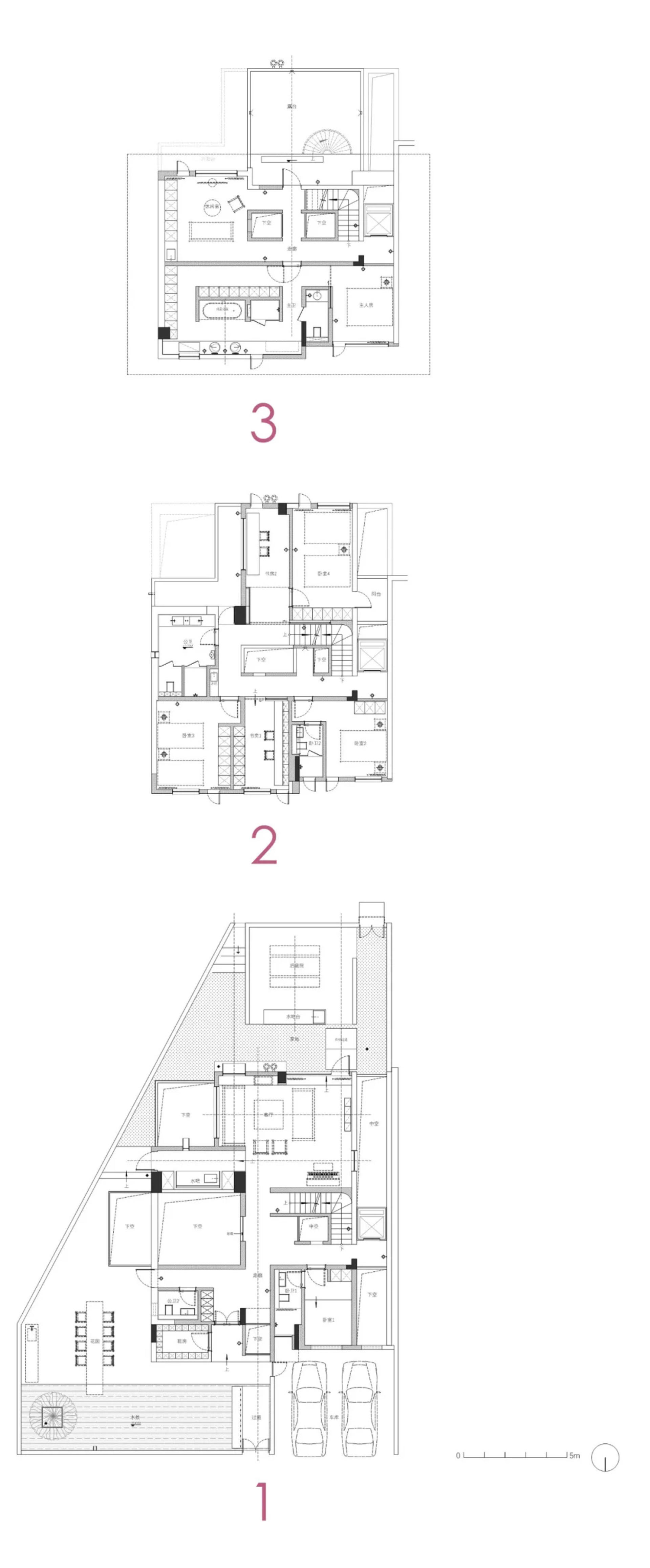 現代建築平面圖,呈現樓梯設計