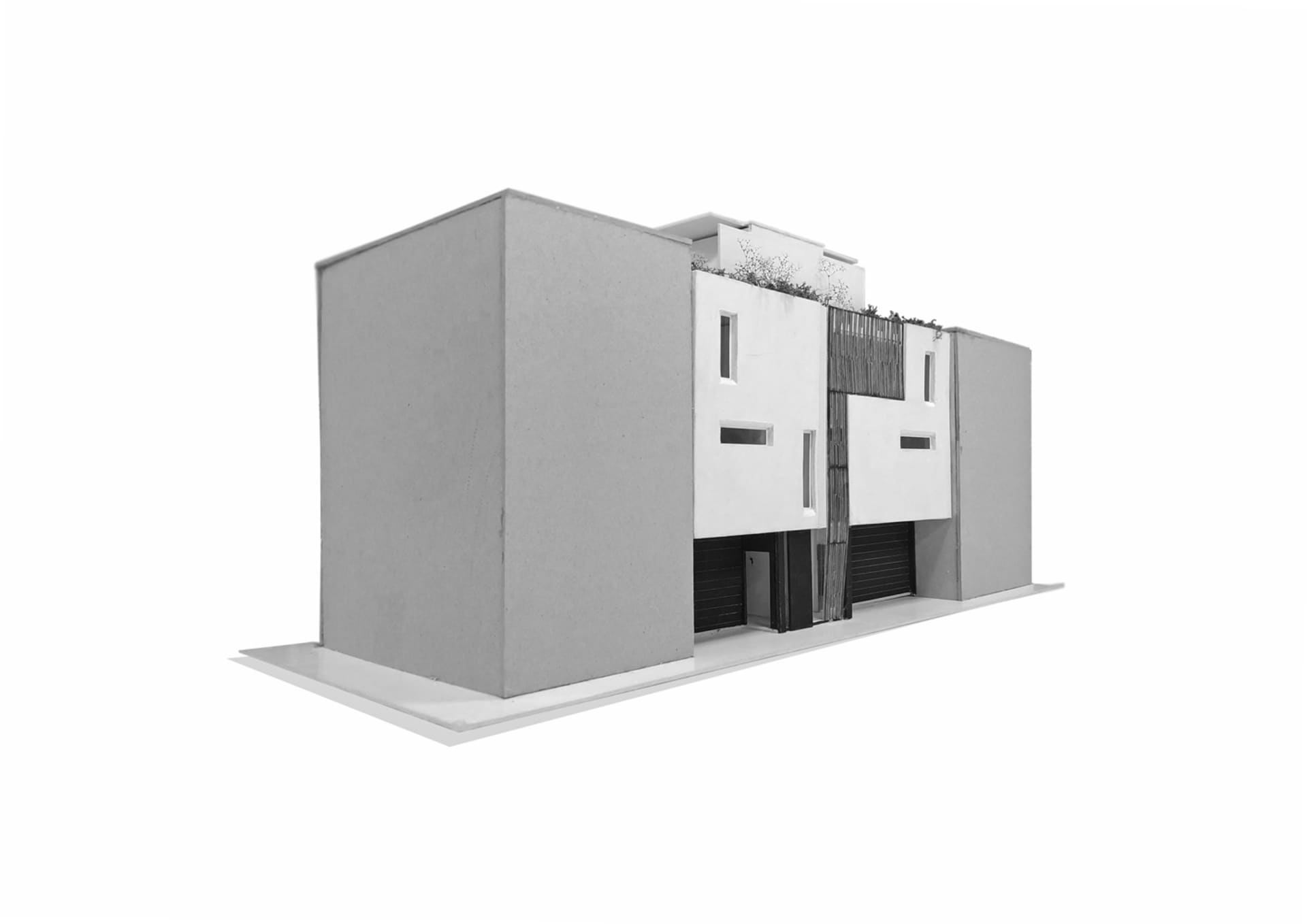 Modern architectural model with concrete structure.