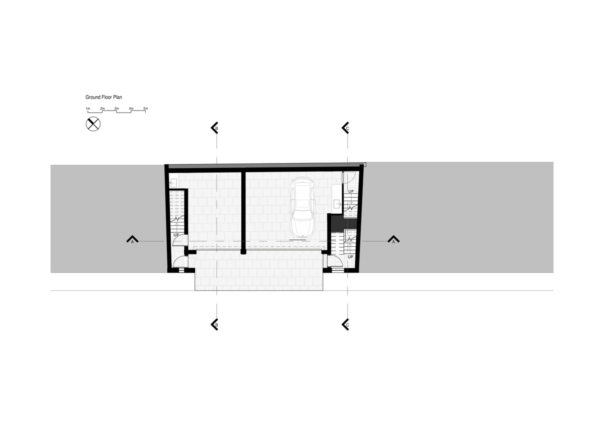 現代建築的混凝土地面層平面圖。