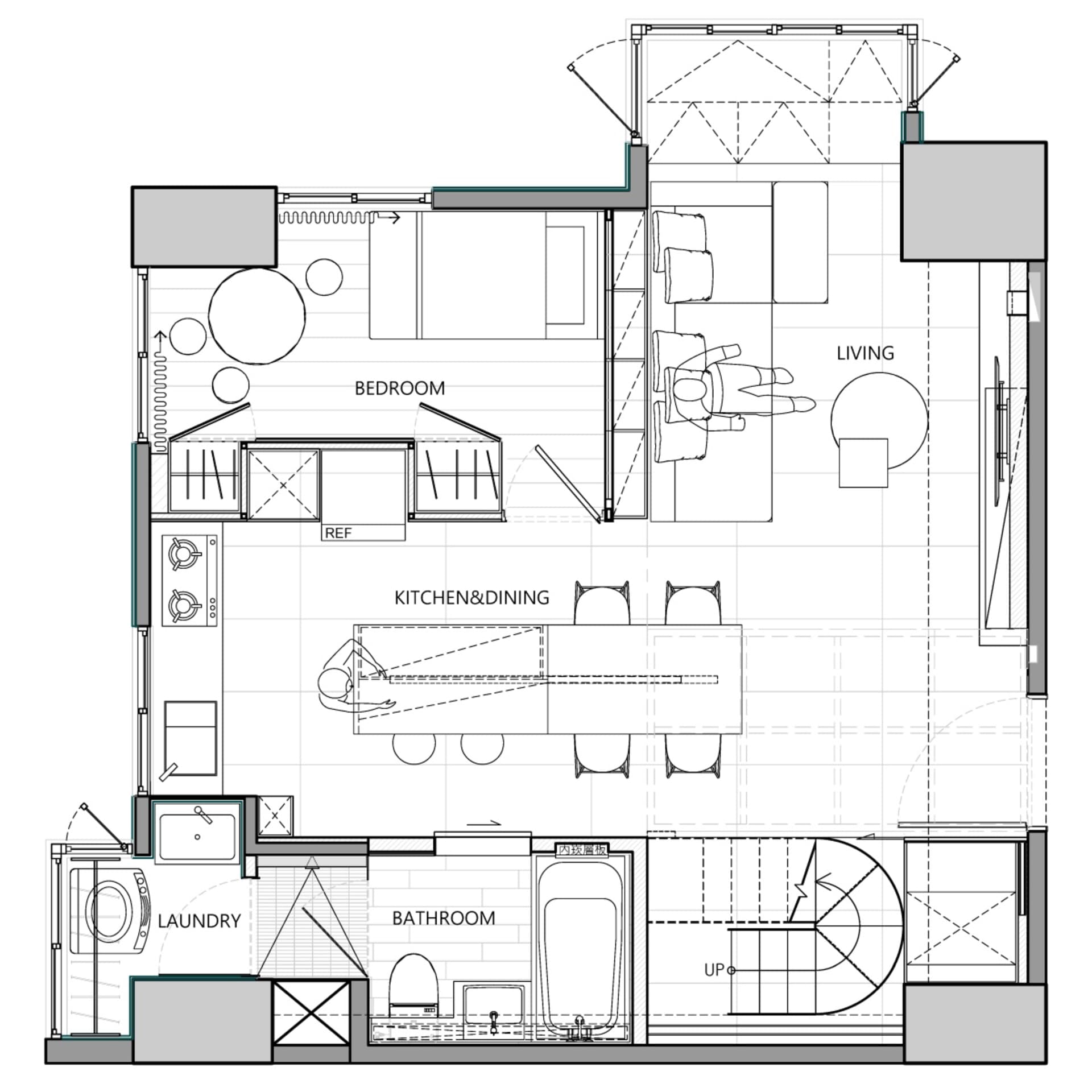 Floor plan of a modern residential apartment