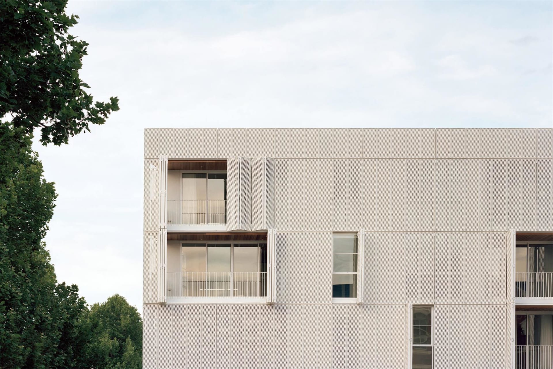 Modern building with metal panels on the exterior