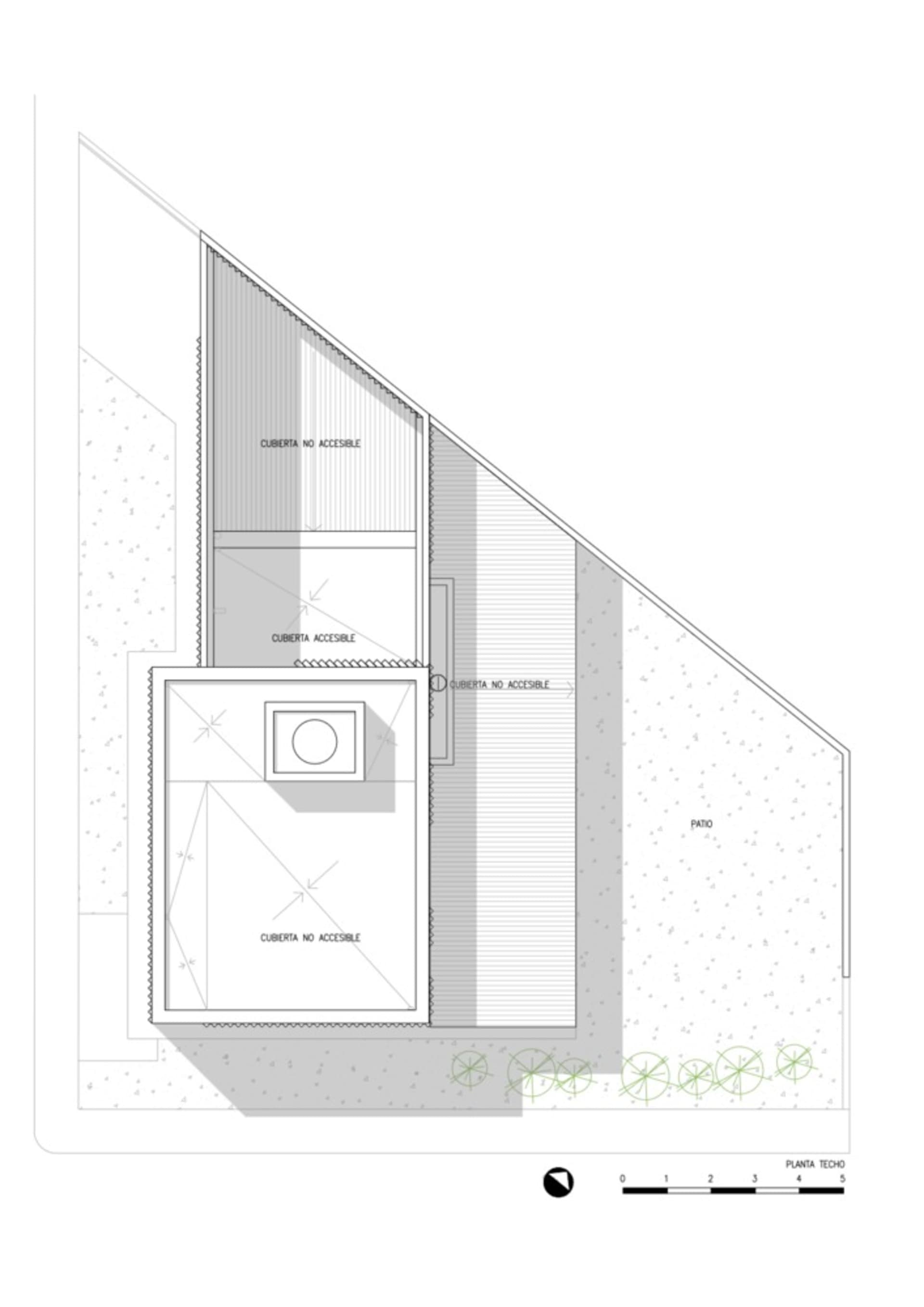Architectural drawing with sections labeled as roof inaccessible and accessible.