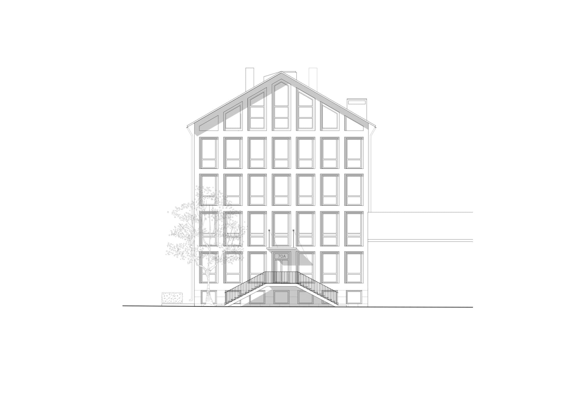 70A building illustration showing front view of a multi-story residential or commercial building.