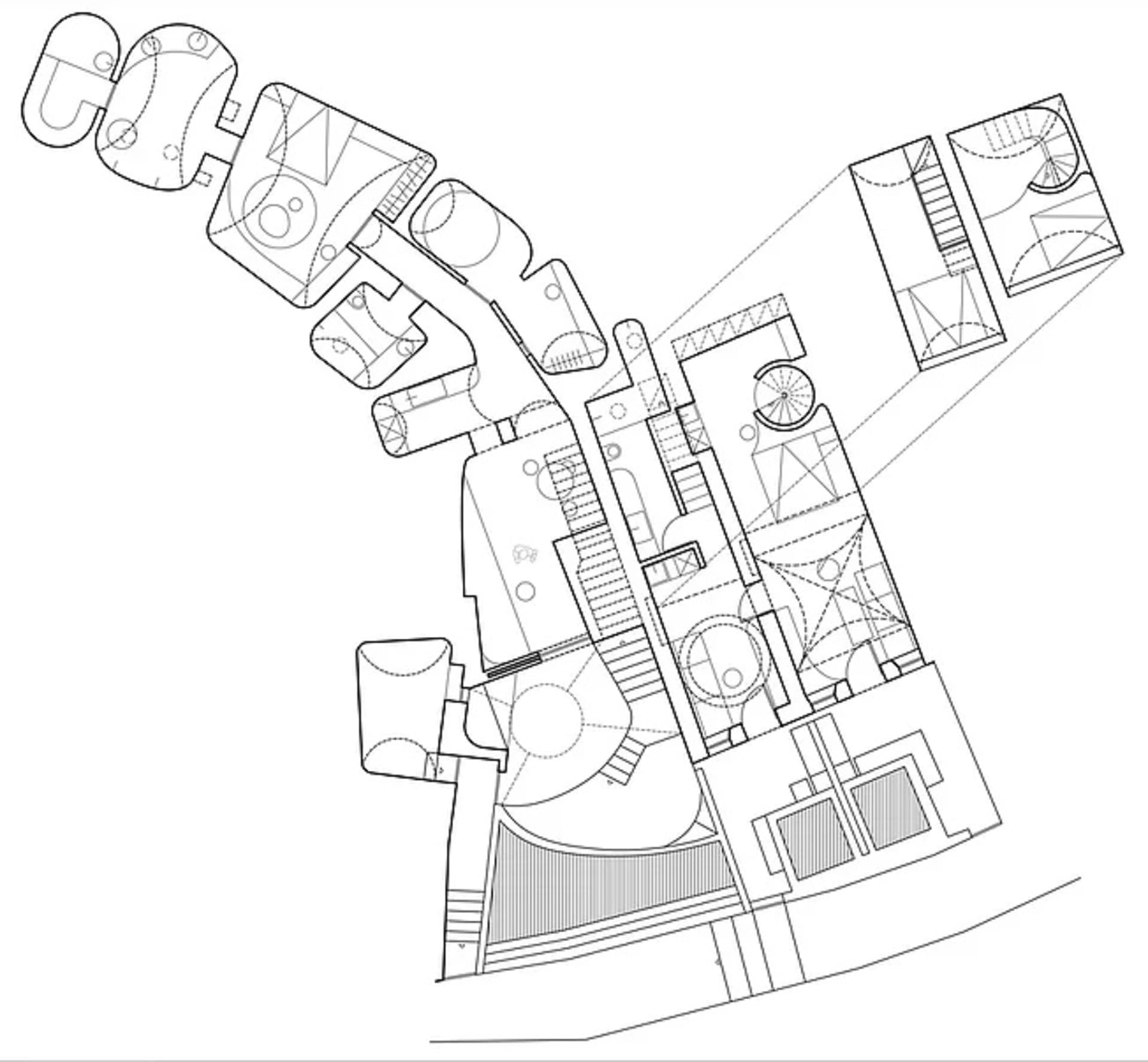 Detailed architectural blueprint of an interior space, showcasing technical specifications and design elements.