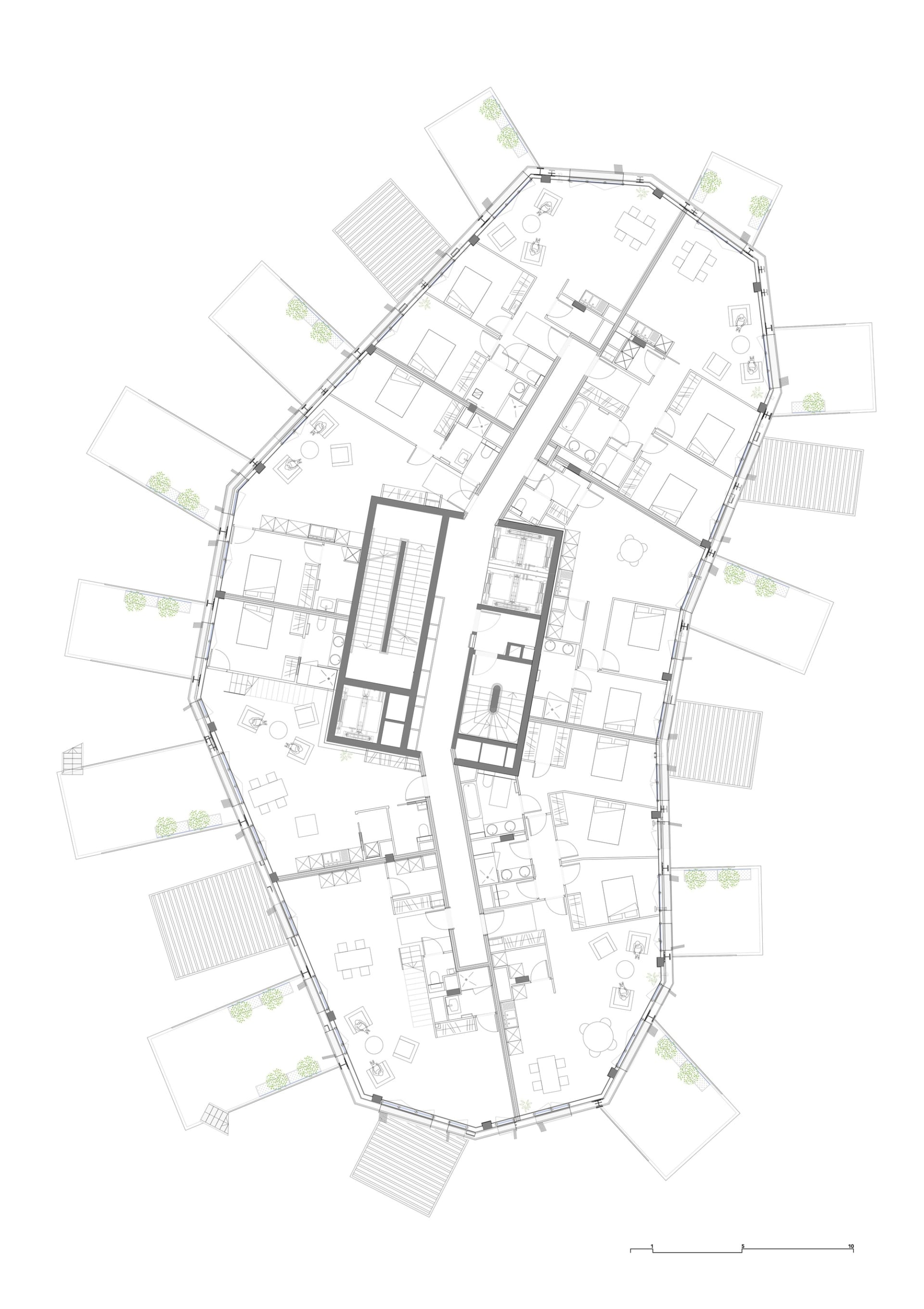 Black and white architectural diagram showing a simple floor plan layout