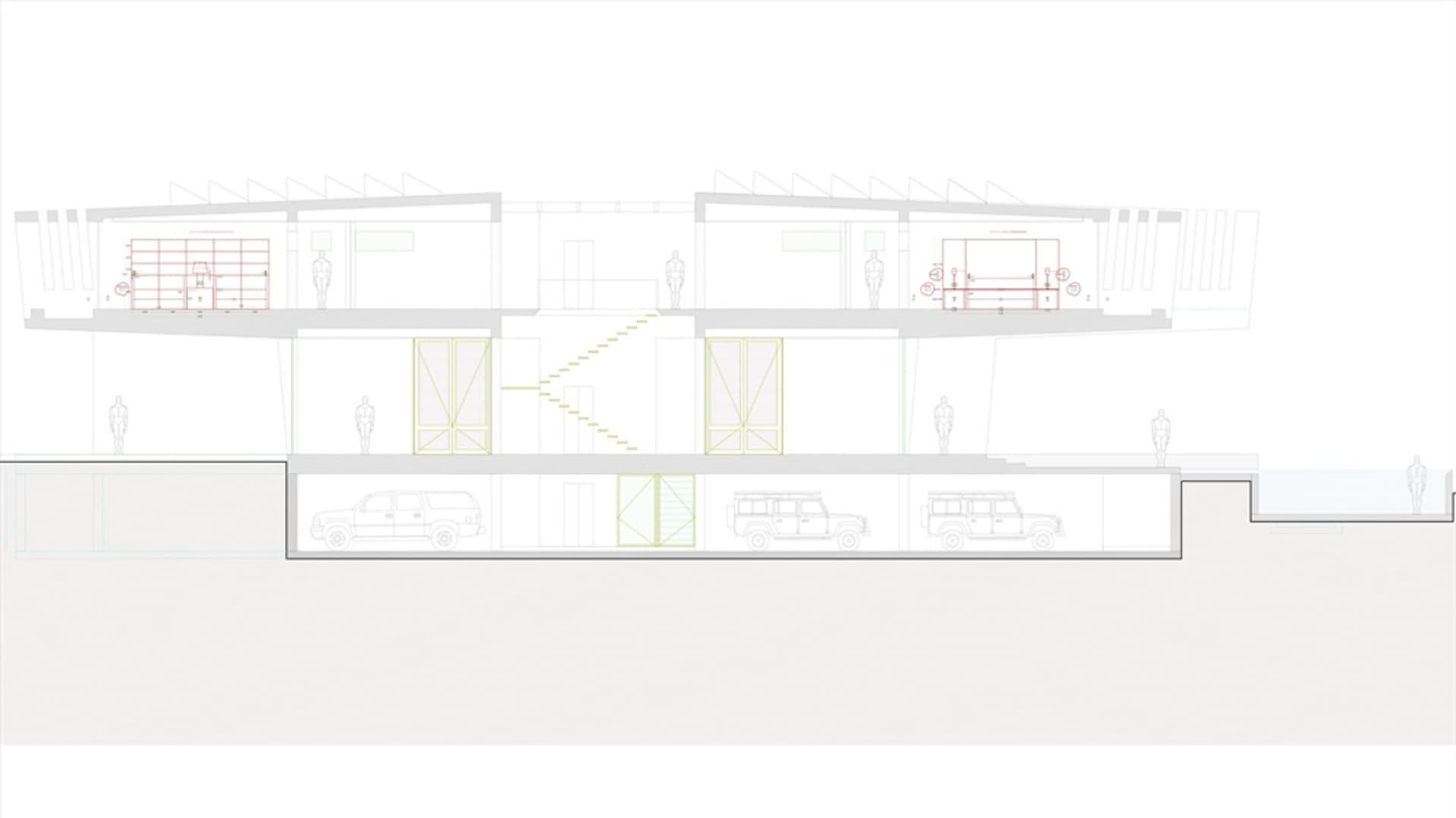 現代辦公空間的平面圖,採用鋼材與玻璃建築