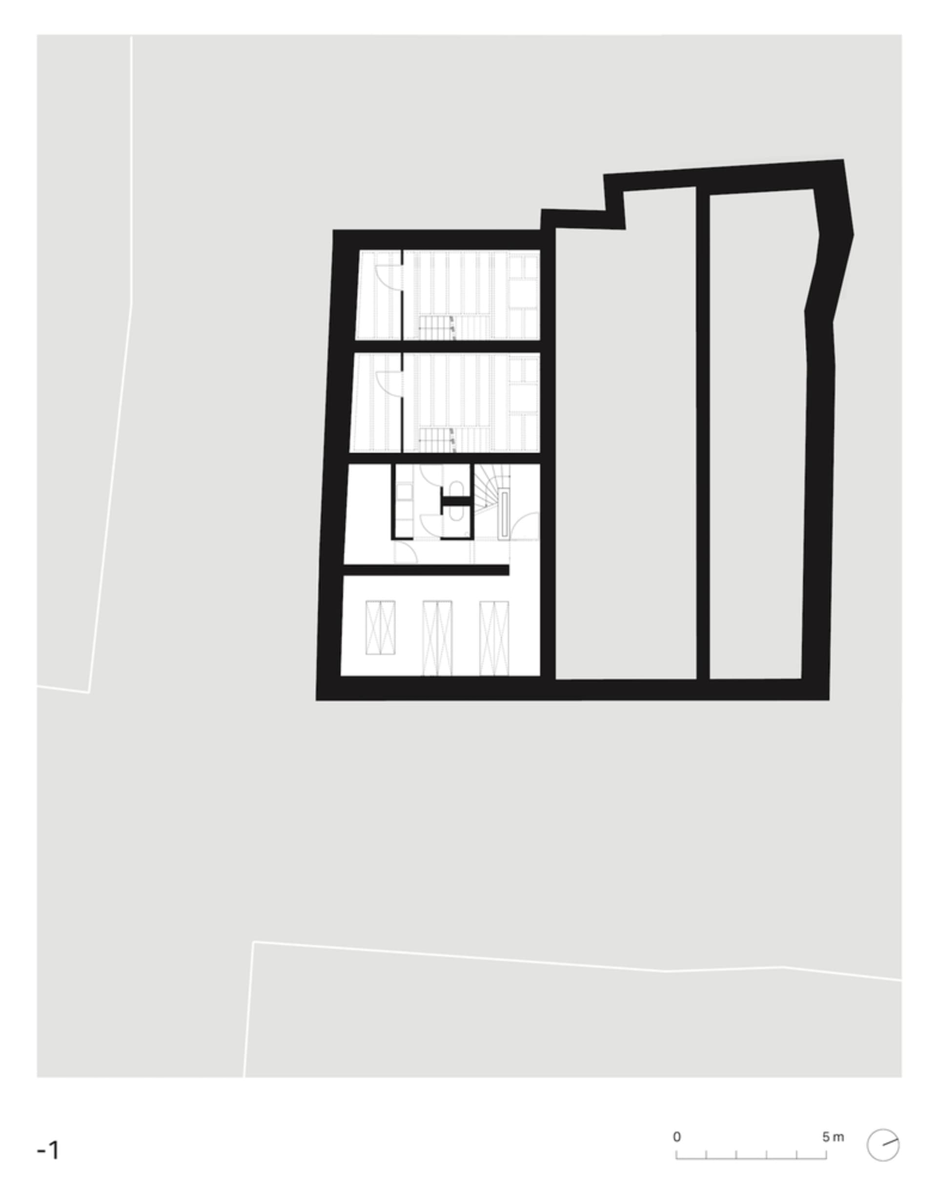 Modern residential house ground floor plan layout with mixed materials and contemporary design.