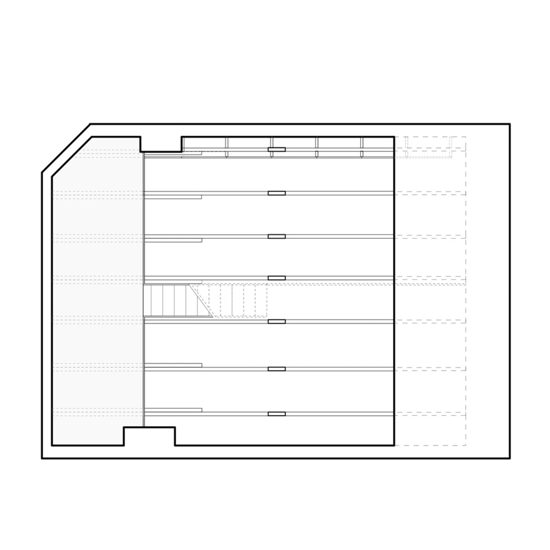 一張零售店面的建築圖，強調透明玻璃的使用。