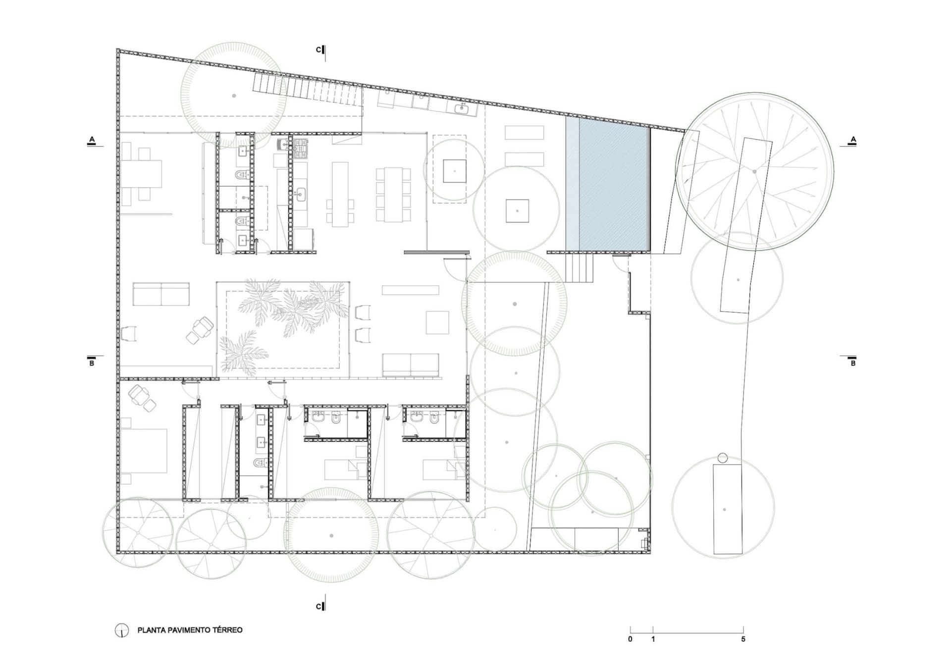 Floor plan of a contemporary residential design.