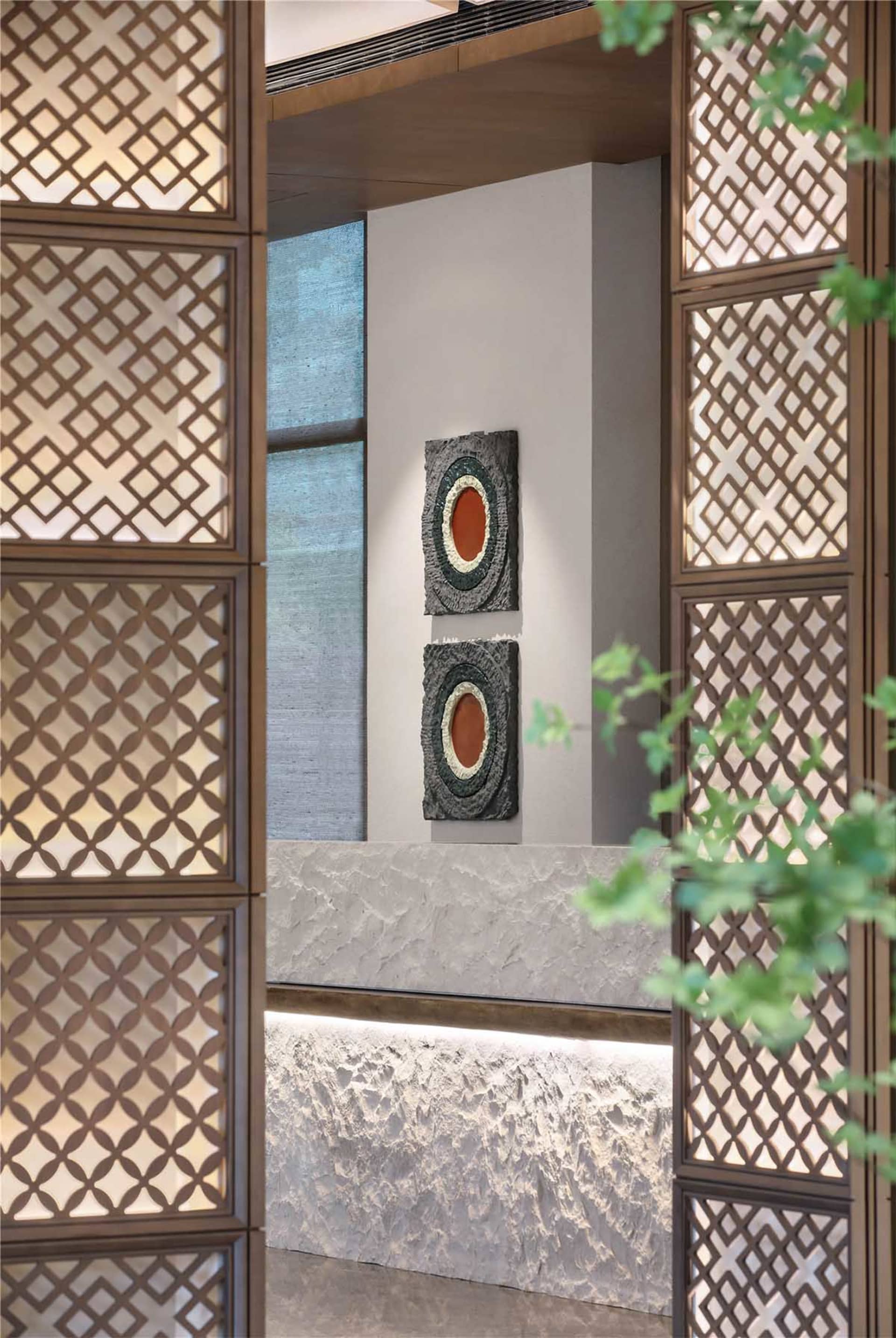 Modern interior with marble elements