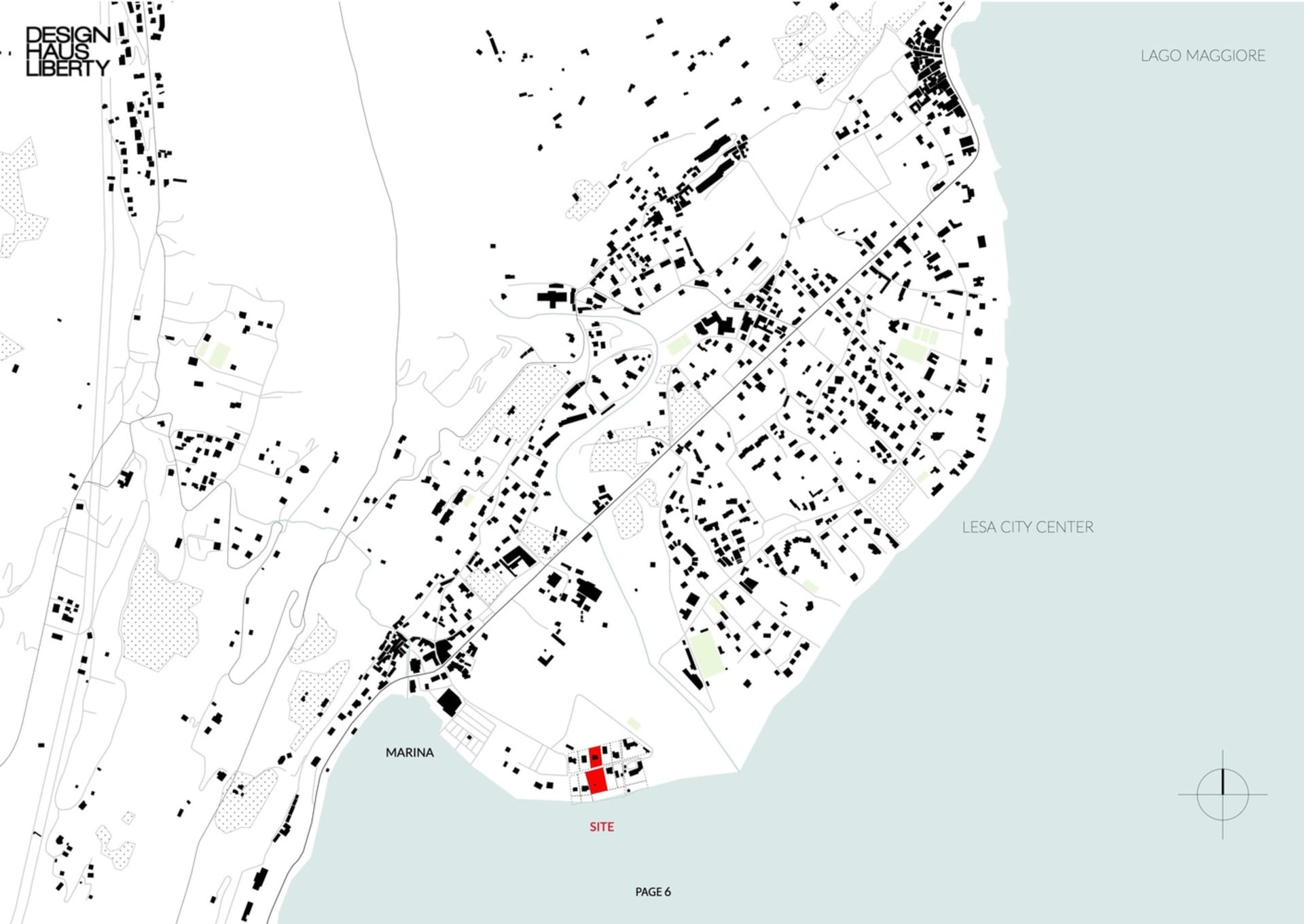 A detailed urban development plan map showing the layout of a city center and surrounding areas.