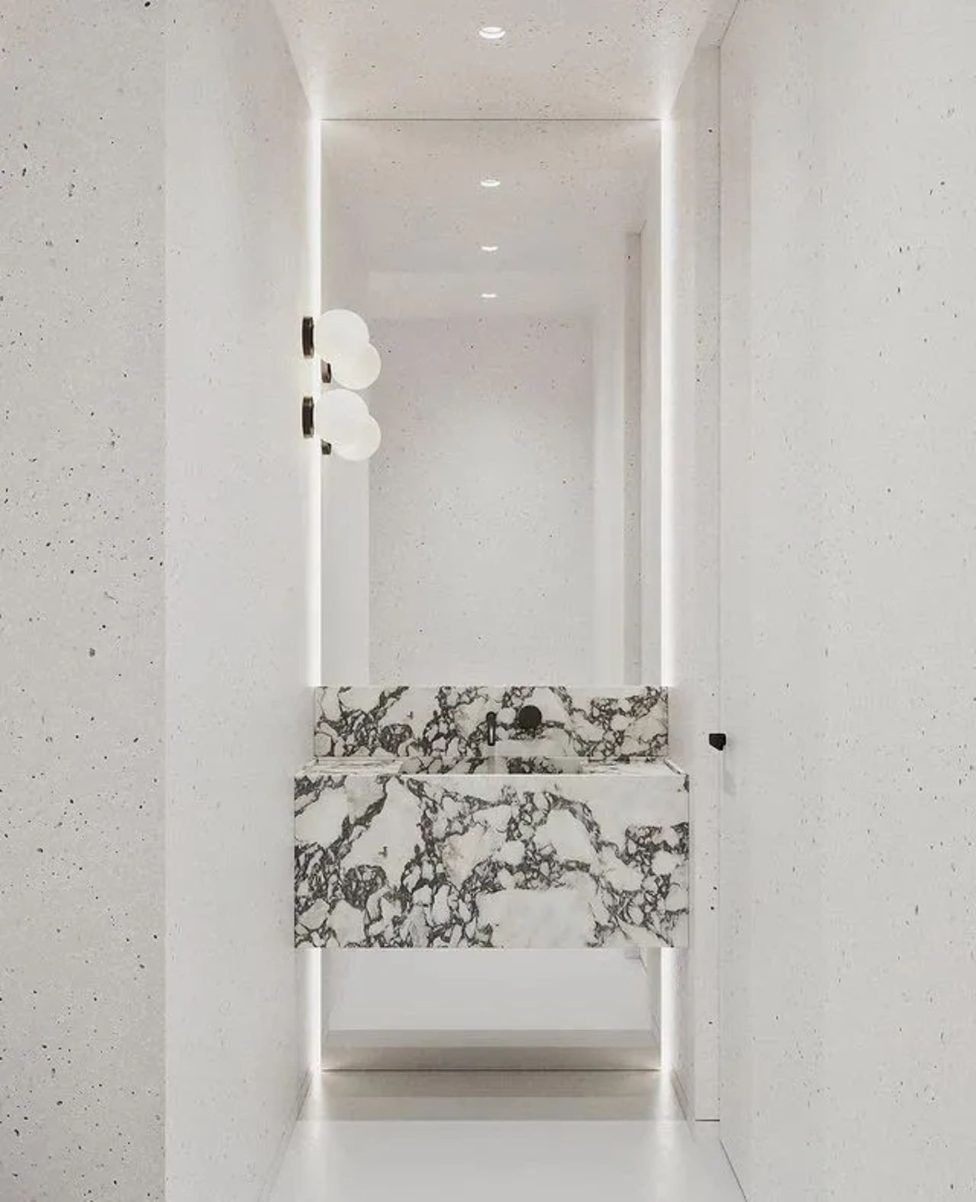 Modern marble bathroom interior with minimalist design