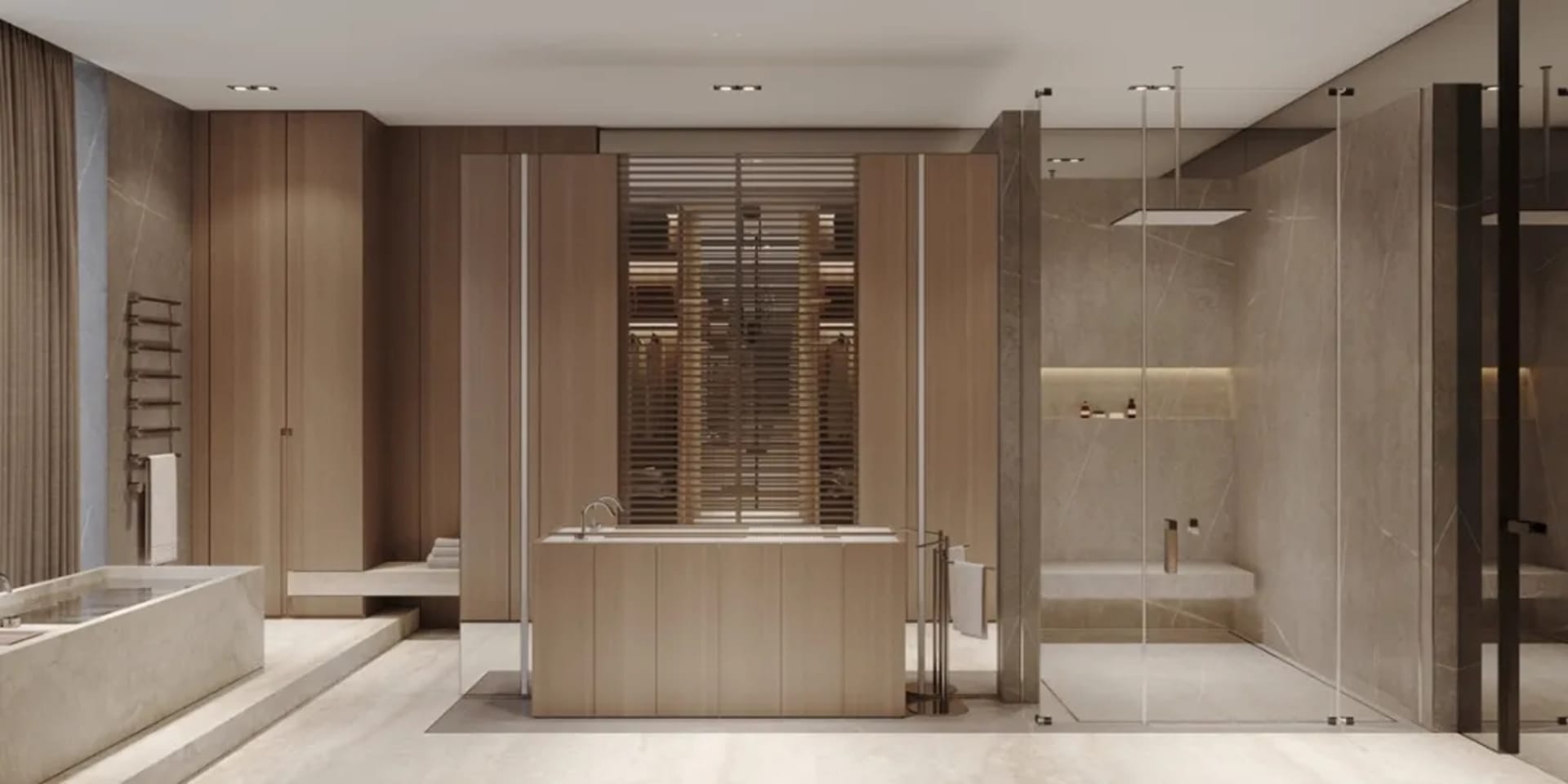 Modern residential bathroom featuring marble and tiles architecture