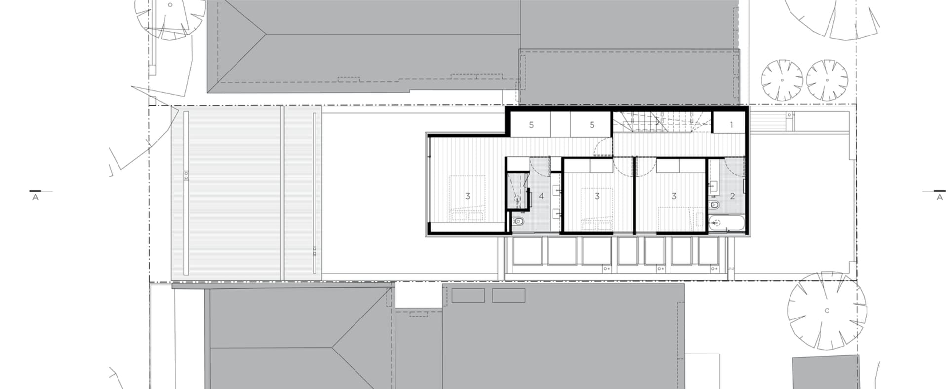 A detailed architectural floor plan featuring modern design elements and layout.
