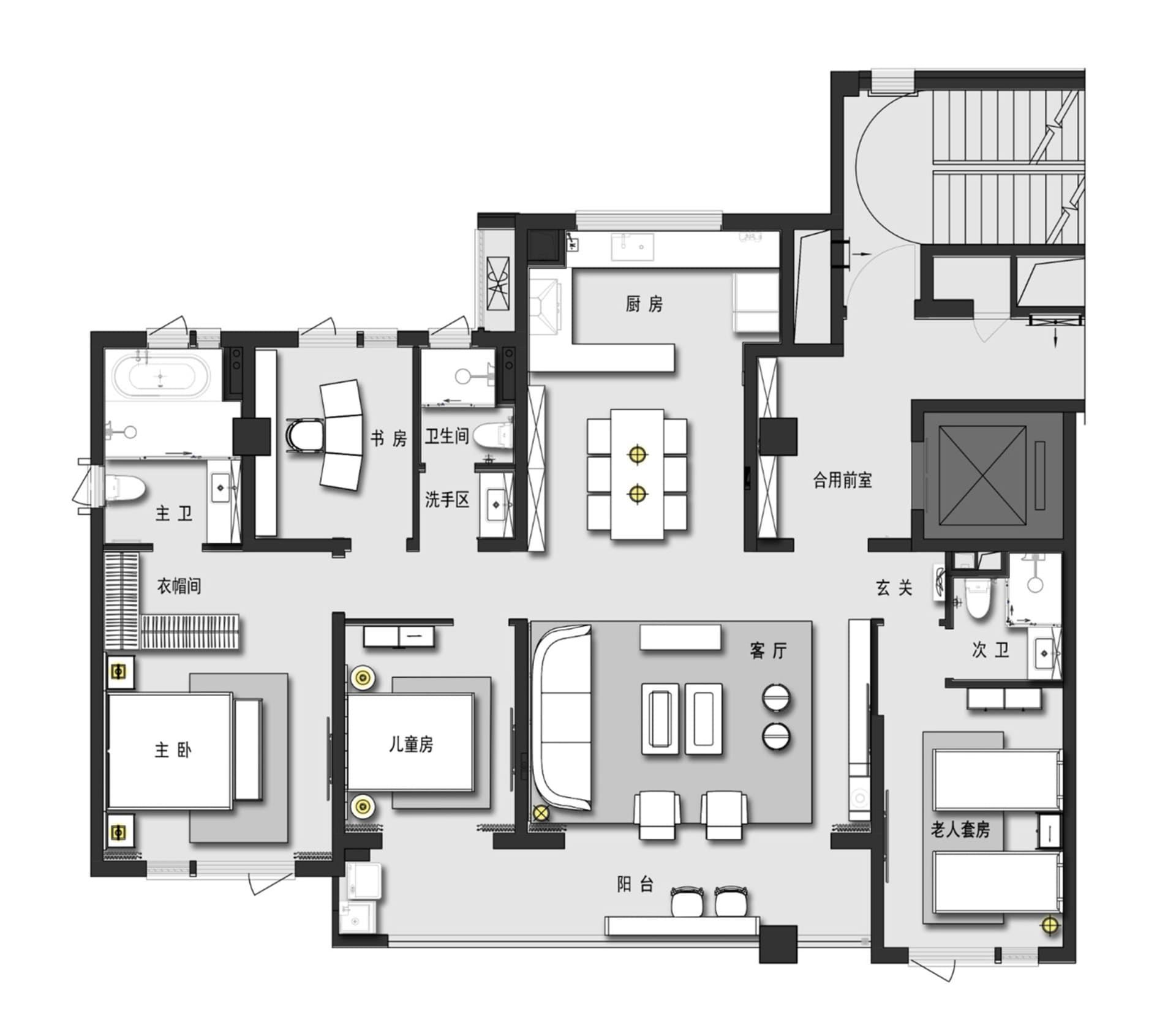 Modern living room with a minimalist design including sofa, coffee table, and TV stand.