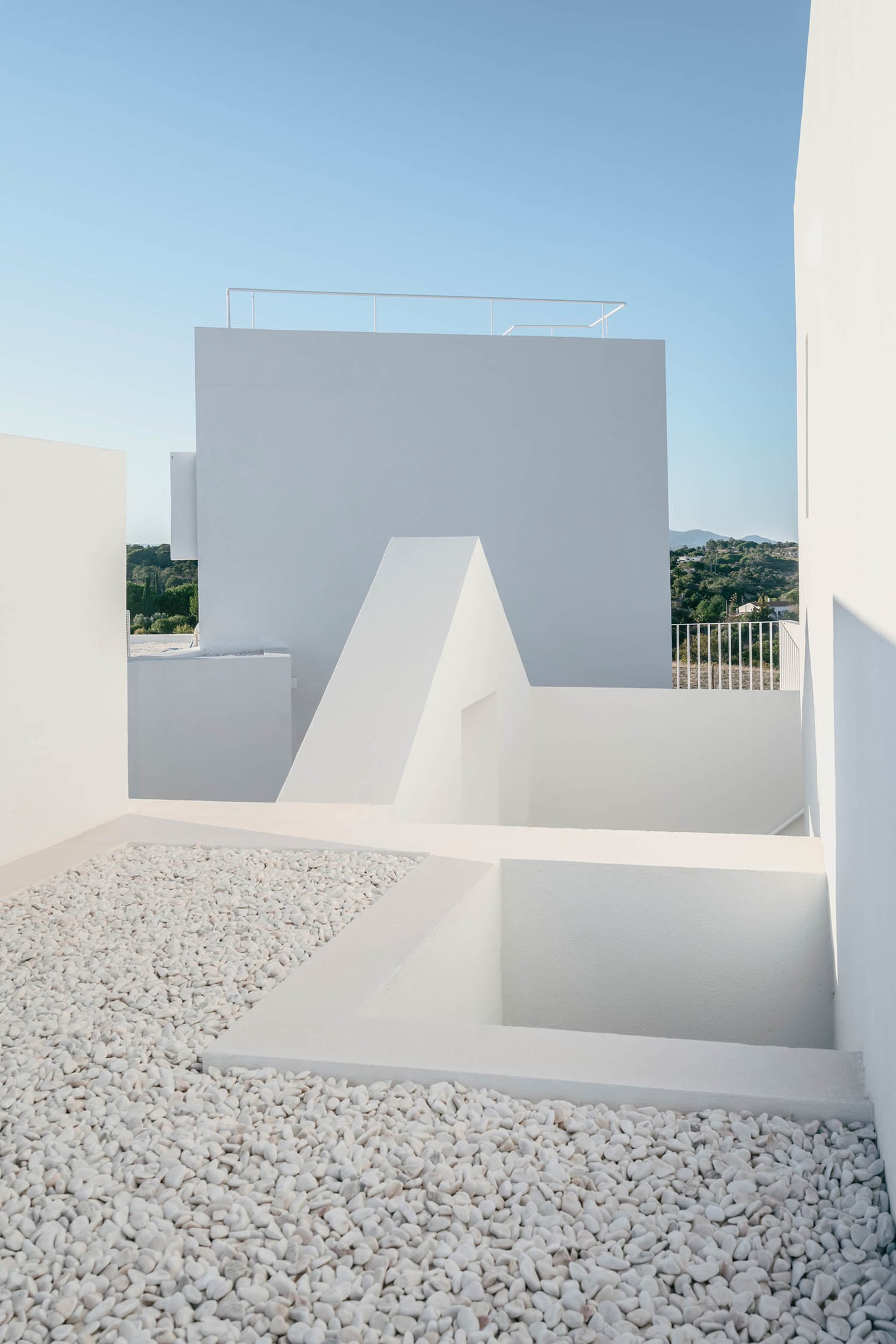 White and concrete architecture with minimalist design
