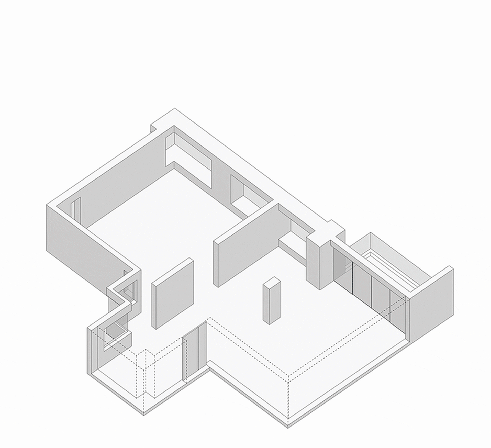 Modern layout of an Airbnb with living, sleeping, and dining spaces.