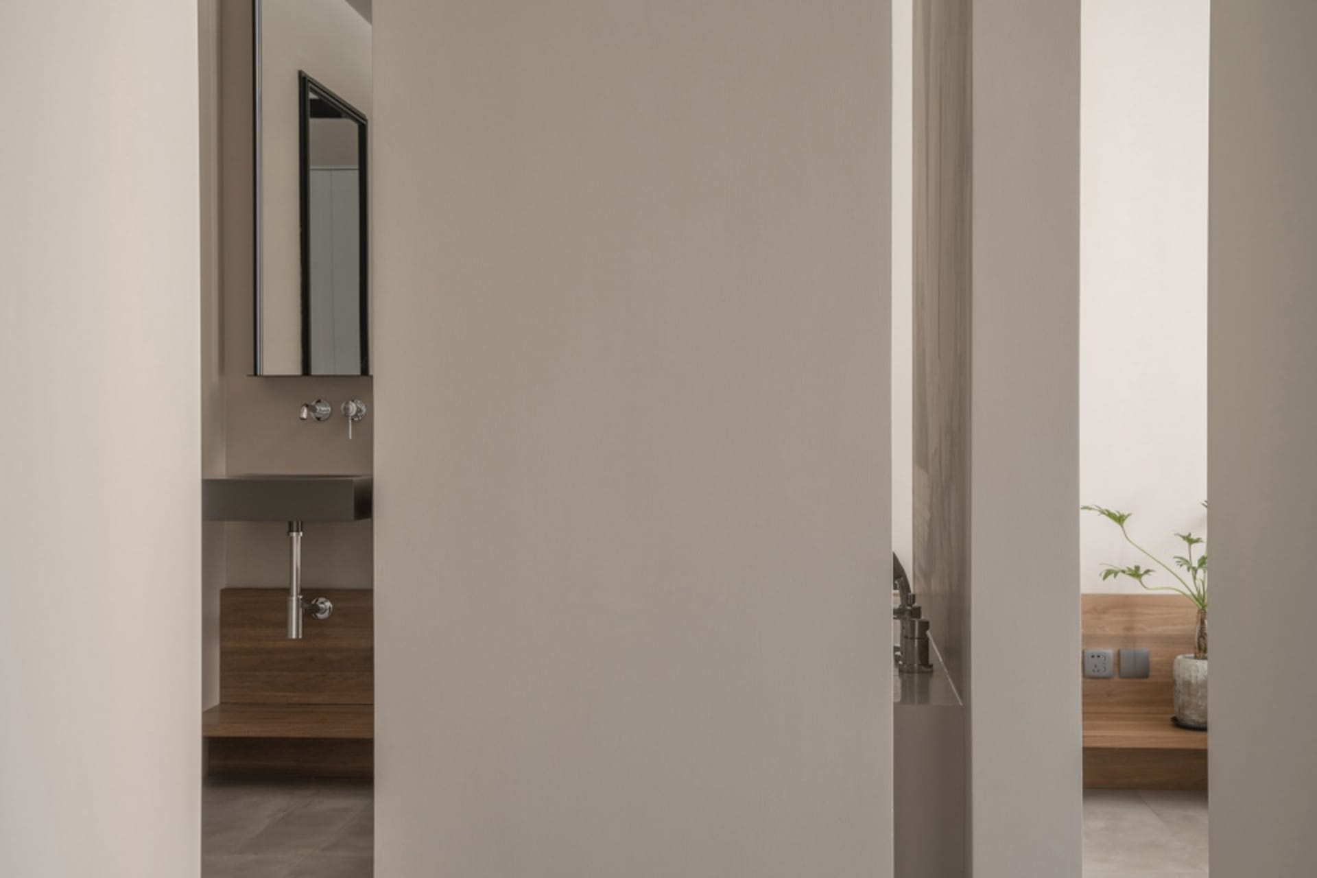 Concrete bathroom interior