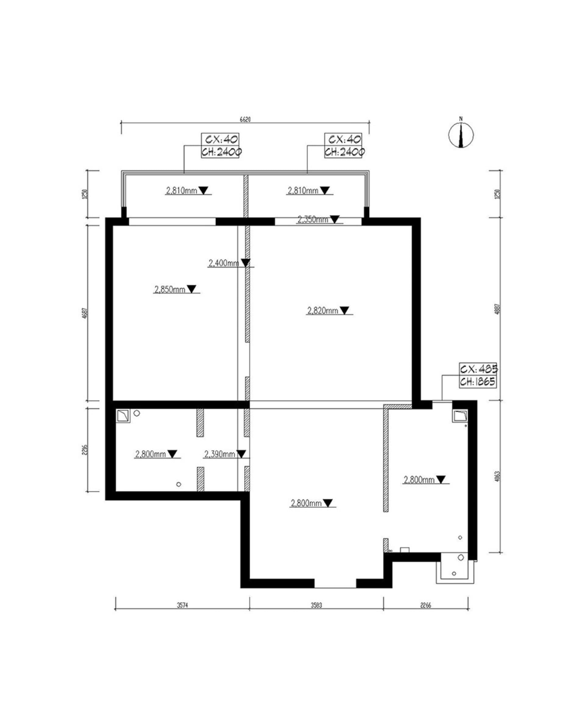 現代平面圖的2D建築繪圖。