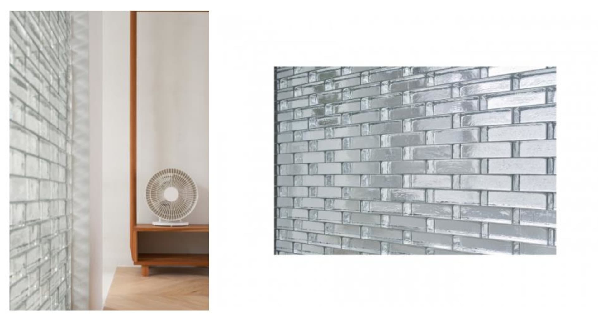 Modern interior design showcasing metallic glass mosaic tiles on a wall