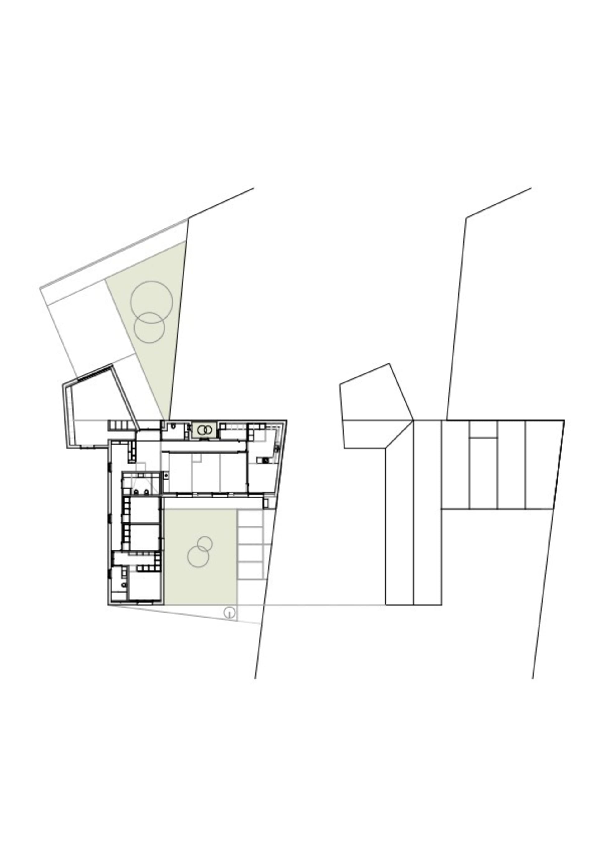 現代室內空間的2D建築平面圖。