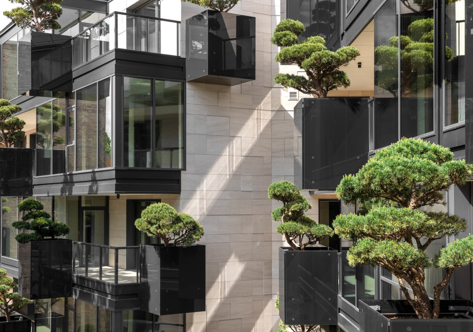 Modern building with metal and wooden elements