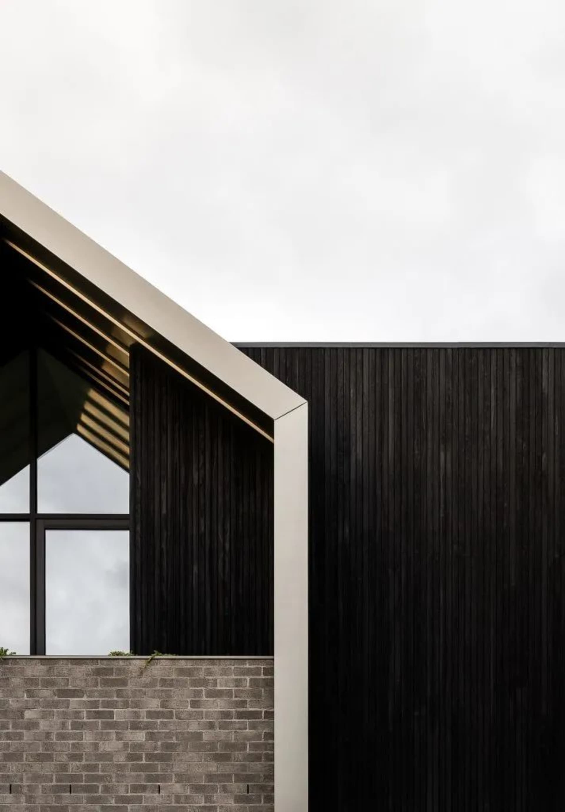 Modern building exterior featuring black cladding