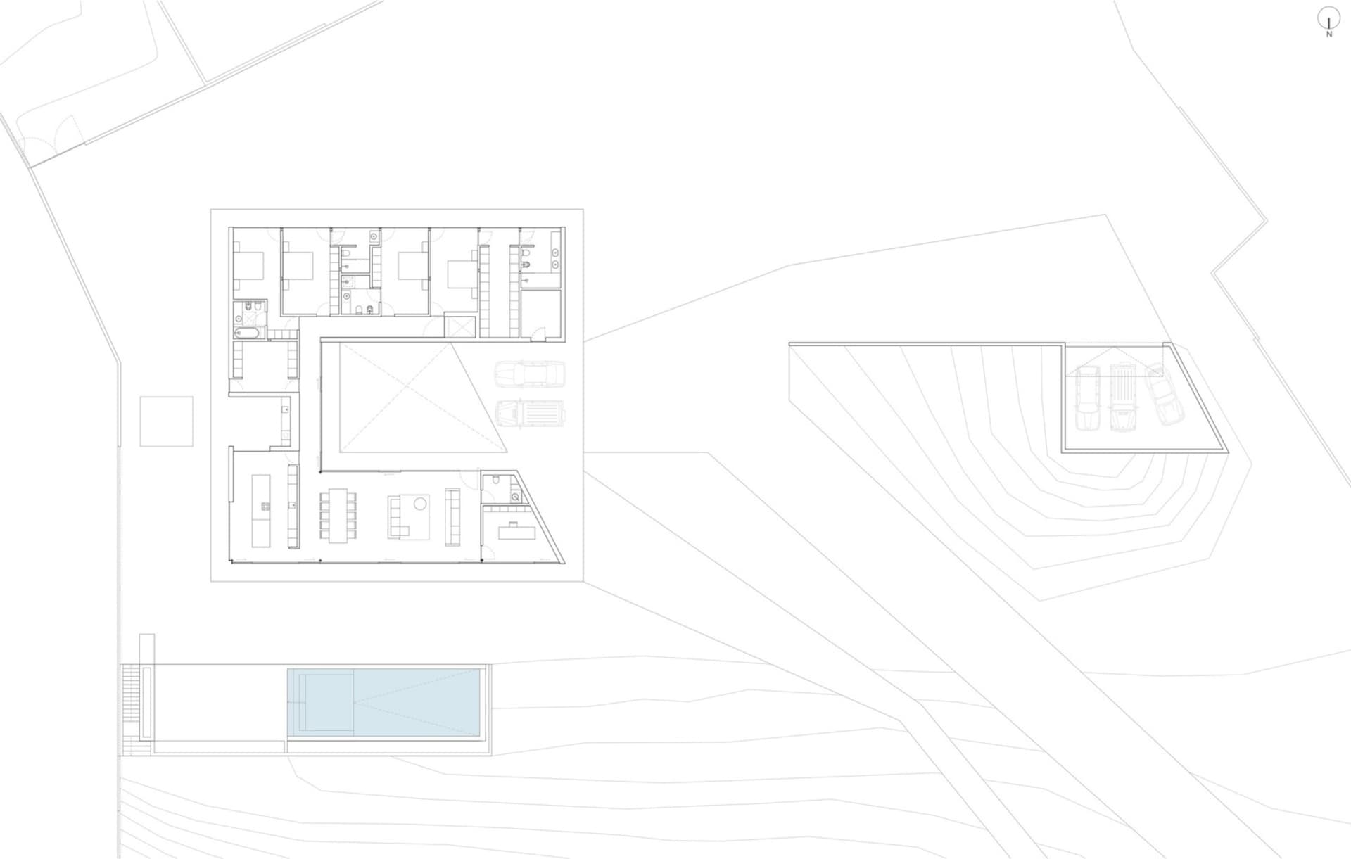Modern residential floor plan featuring a concrete design.