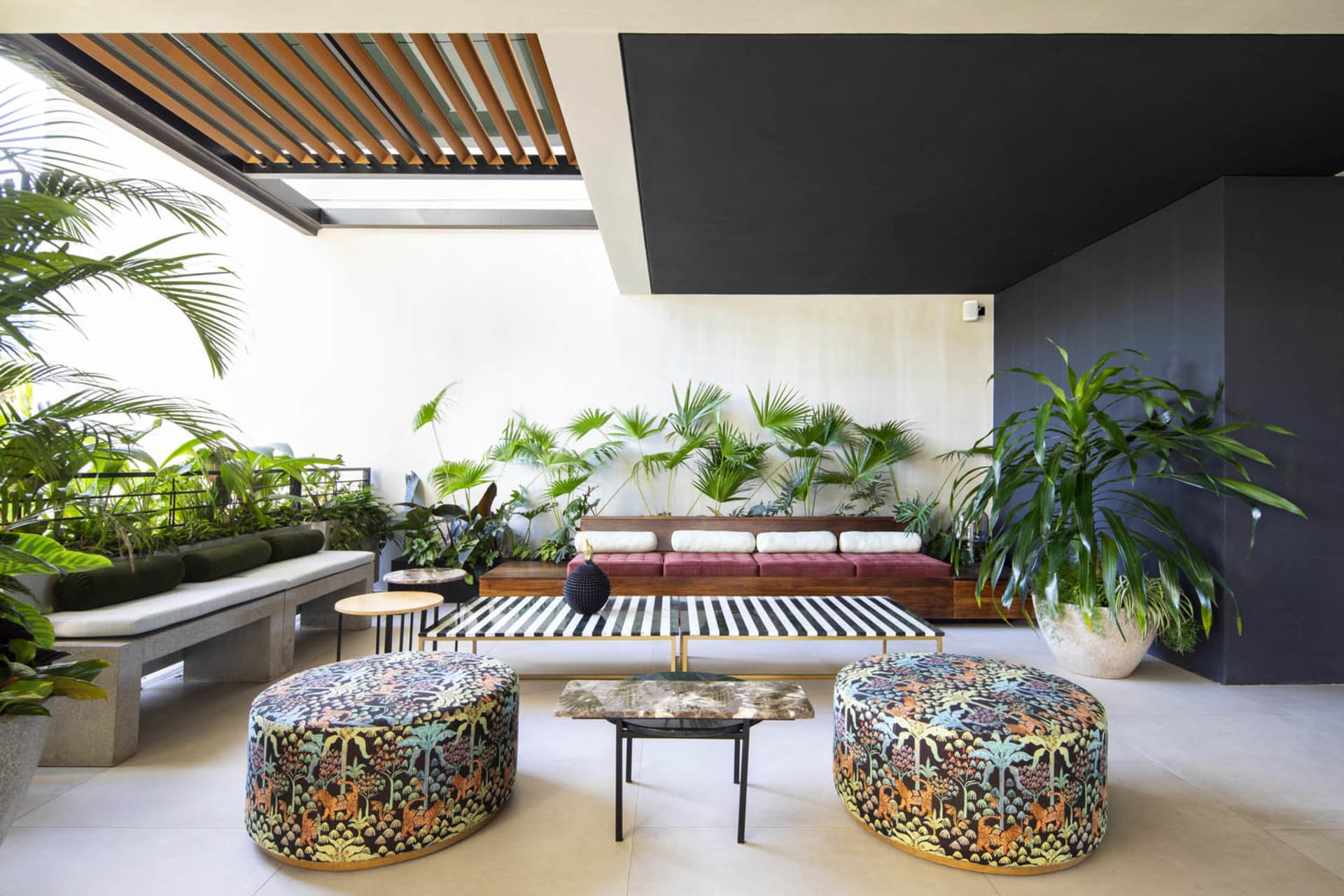 An eco-friendly living space with boho elements and sustainable furniture.