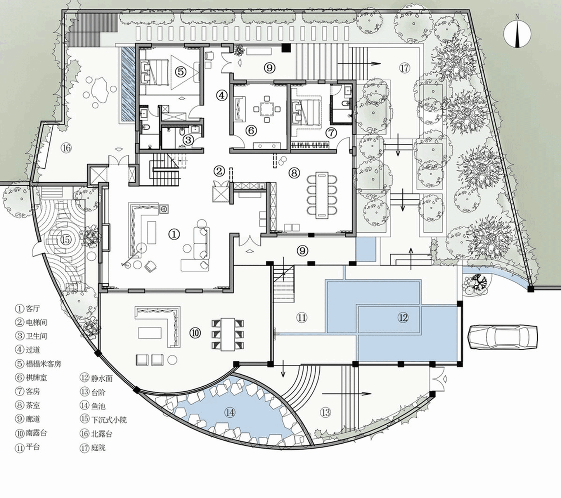 An architectural blueprint of a modern residential home with a contemporary interior design.