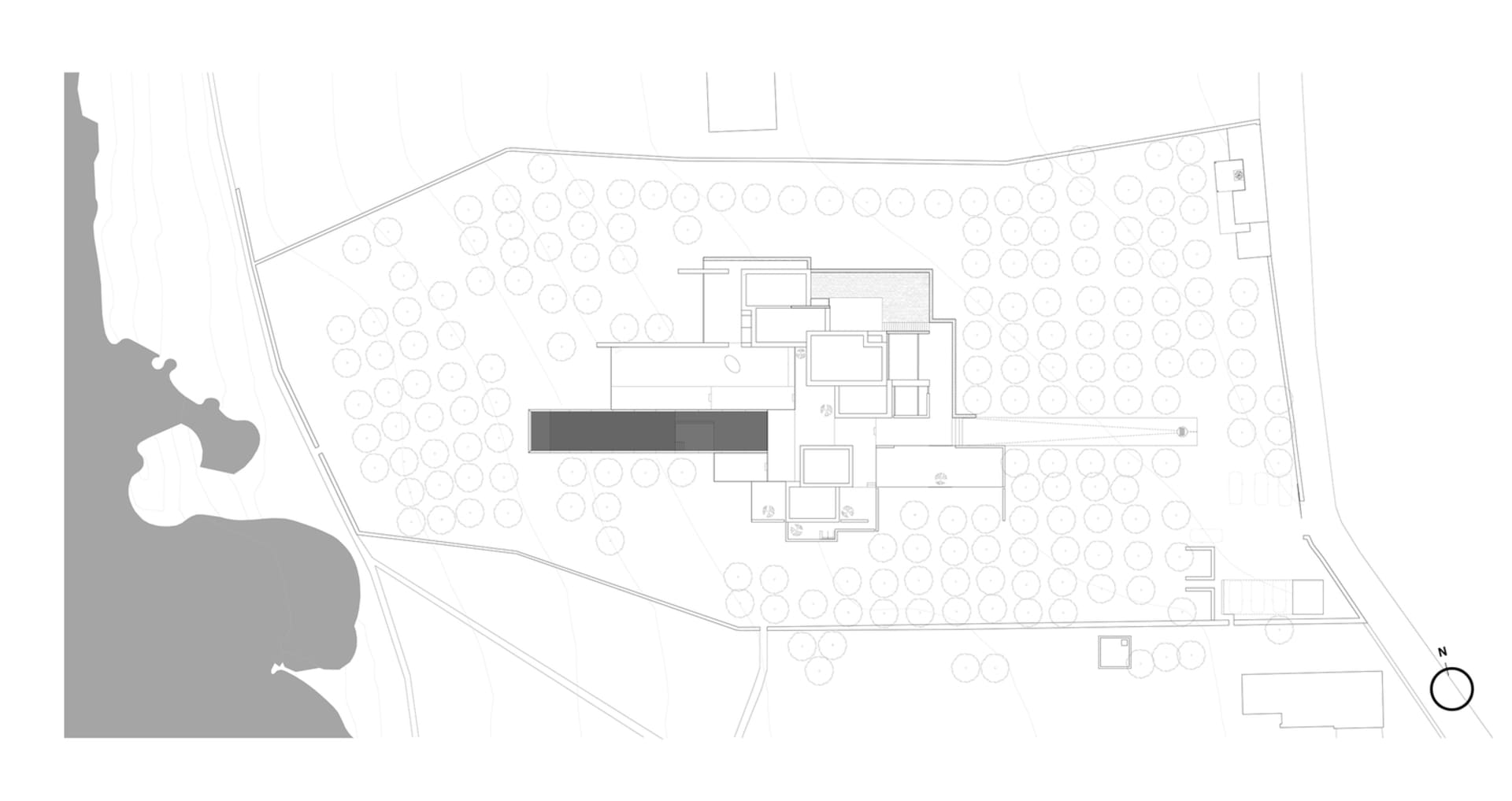 Concrete residential interior floor plan showing layout and design elements.