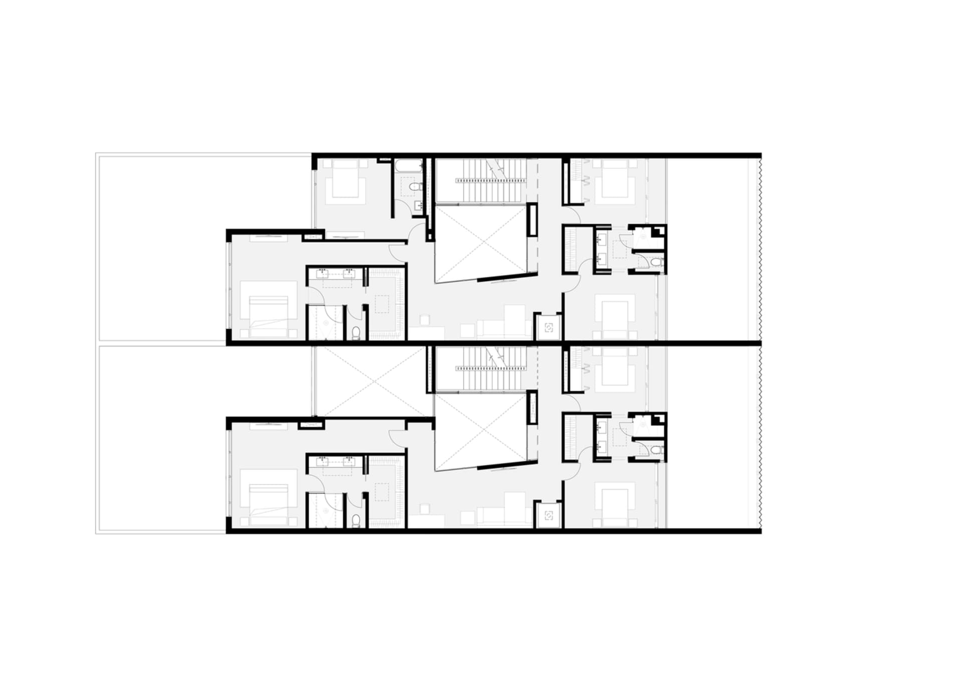 現代公寓平面圖，展示黑白設計的細節布局。