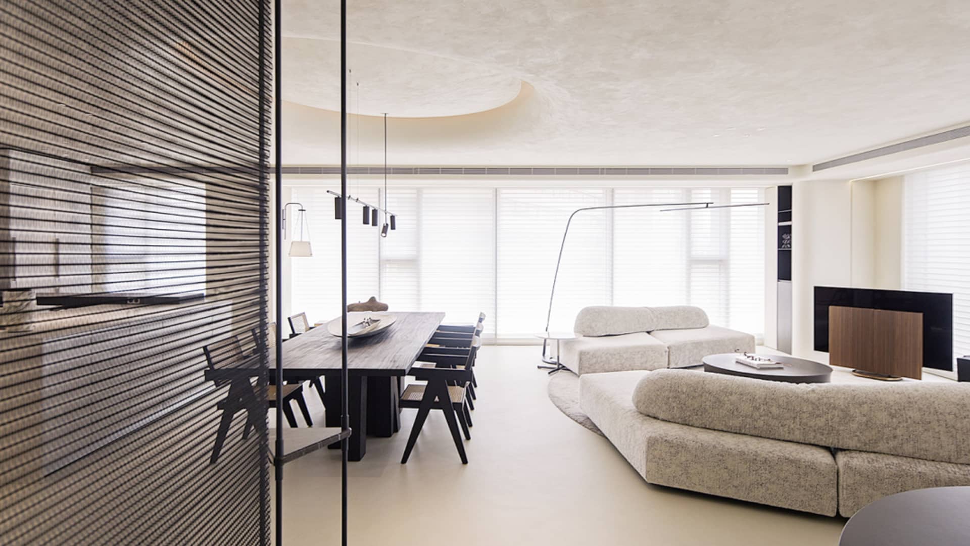 Clean, contemporary residential interior featuring modern materials and minimalist design.
